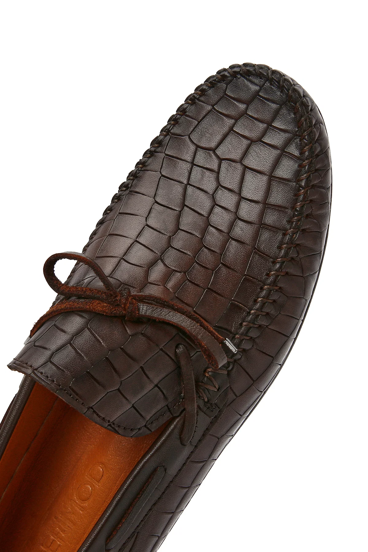 Erkek Kahverengi Kroko Desenli Deri Casual Loafer - Image 9