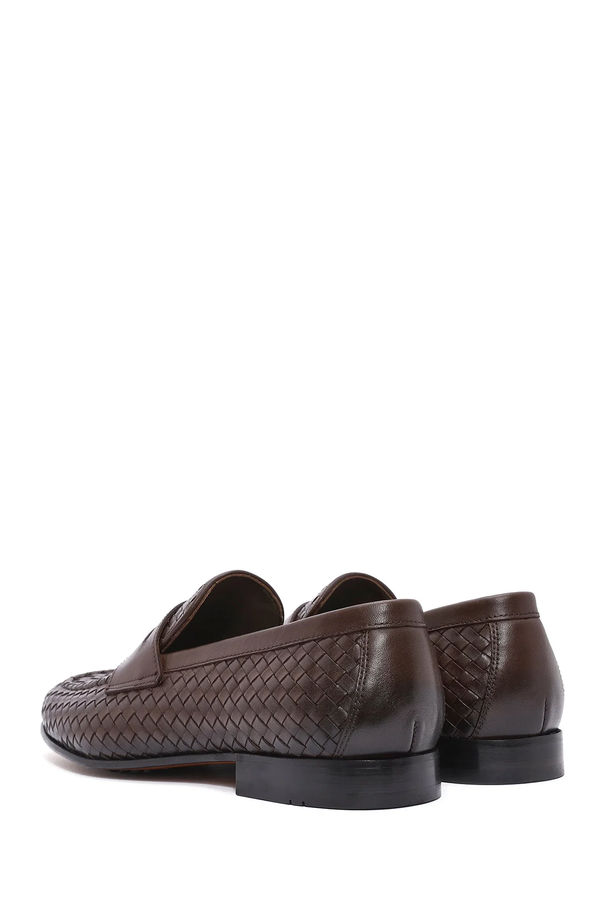 Erkek Kahverengi Örgü Deri Klasik Loafer - Image 6