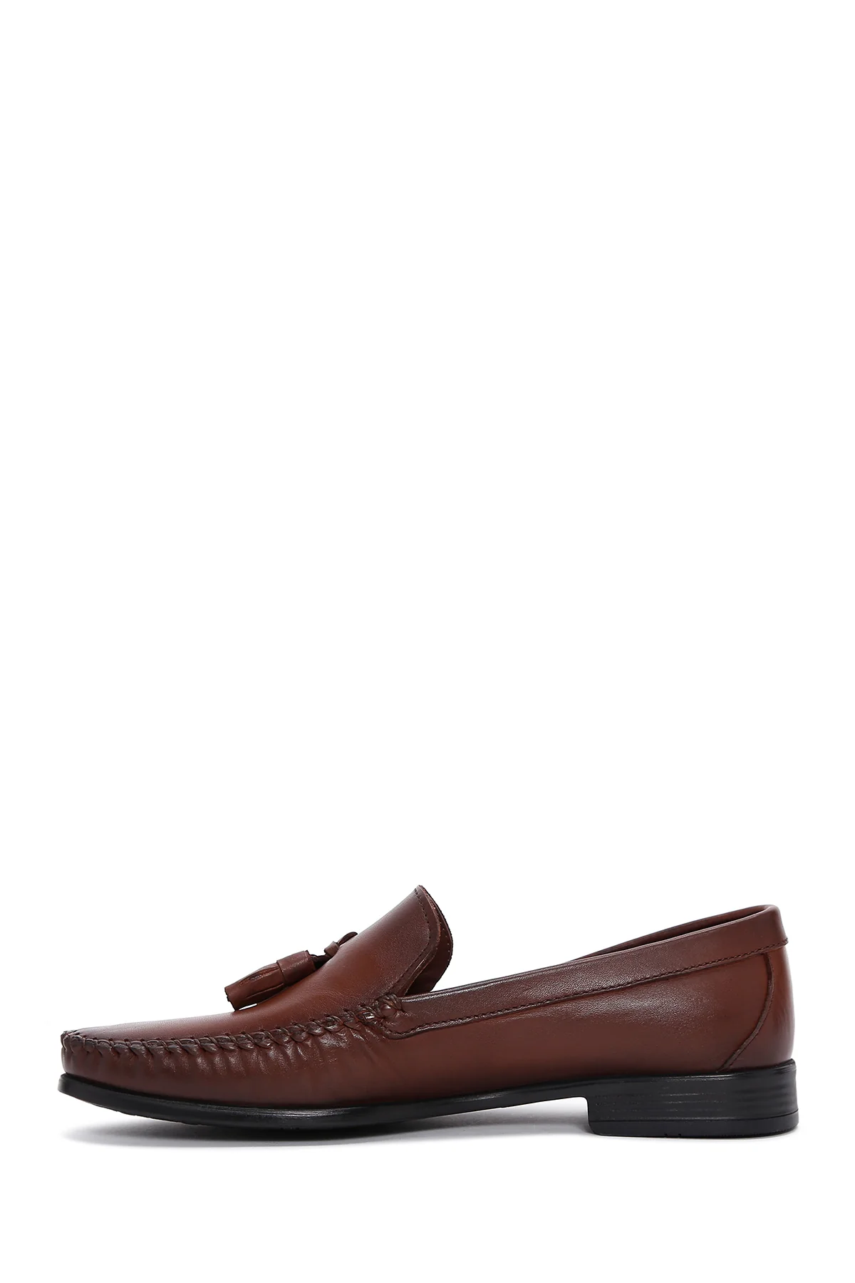 Erkek Kahverengi Püsküllü Deri Casual Loafer - Image 2
