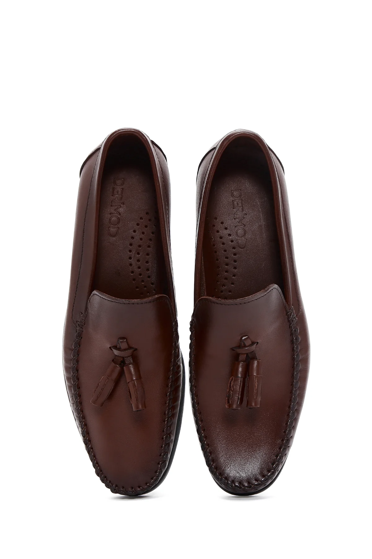 Erkek Kahverengi Püsküllü Deri Casual Loafer - Image 6