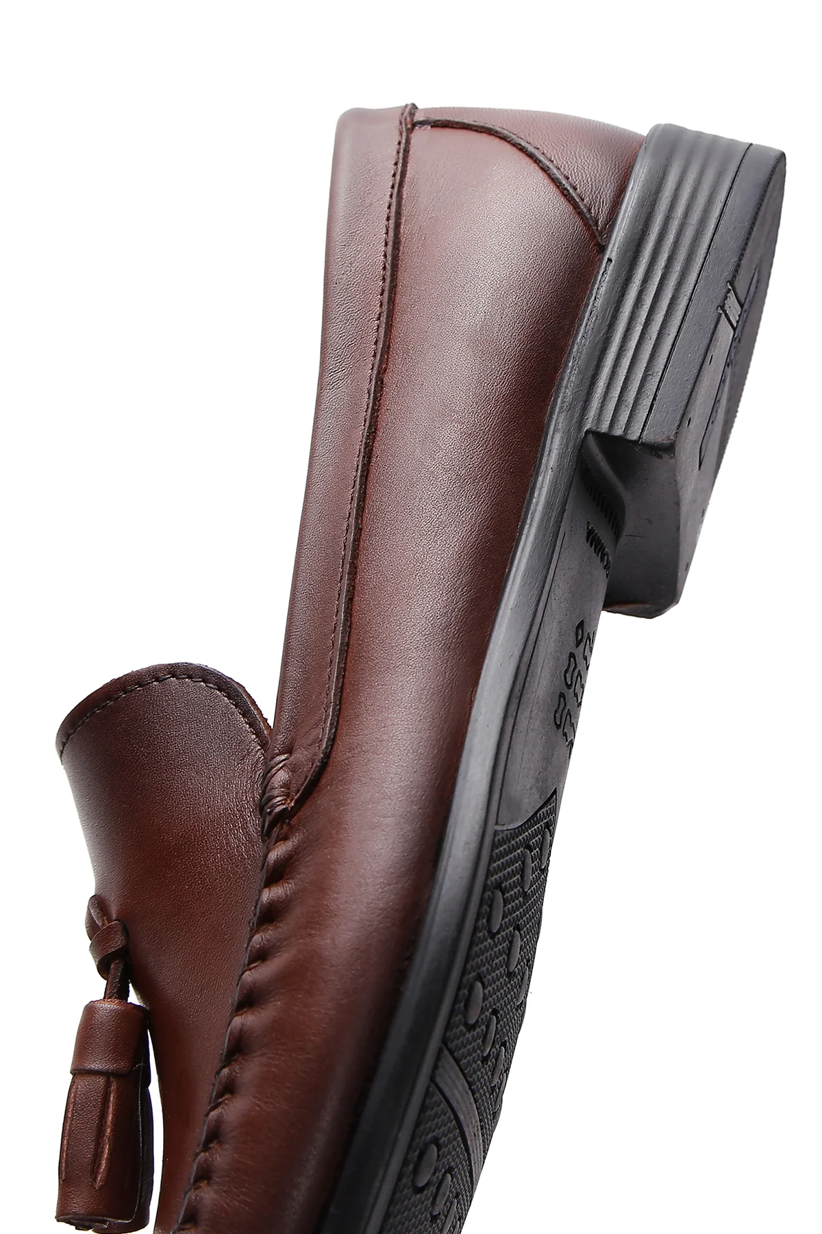 Erkek Kahverengi Püsküllü Deri Casual Loafer - Image 7