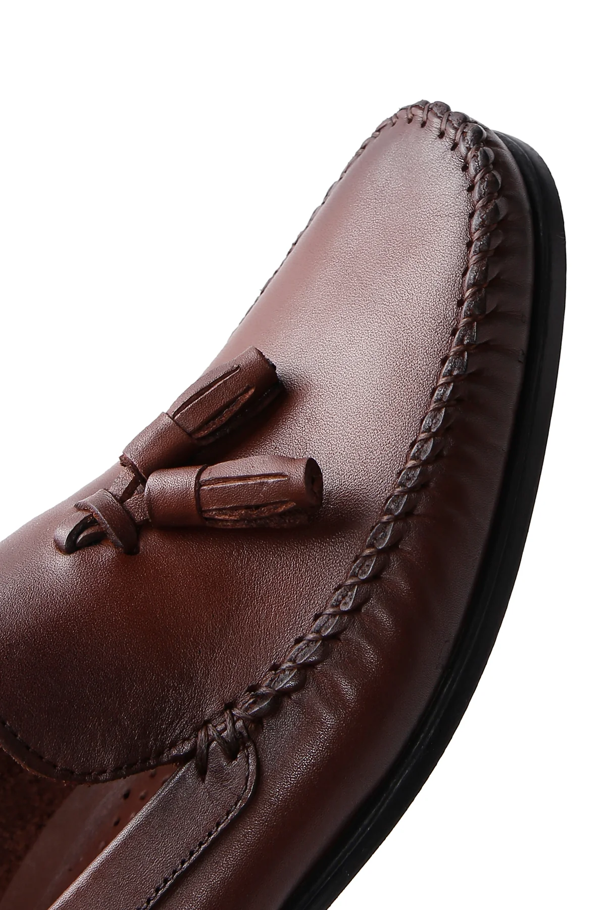 Erkek Kahverengi Püsküllü Deri Casual Loafer - Image 8