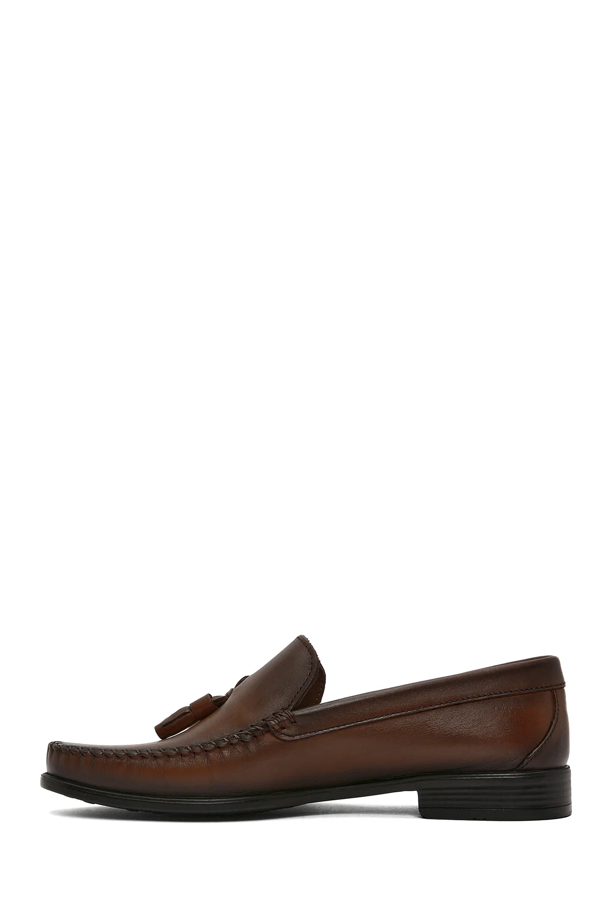 Erkek Kahverengi Püsküllü Deri Casual Loafer - Image 2
