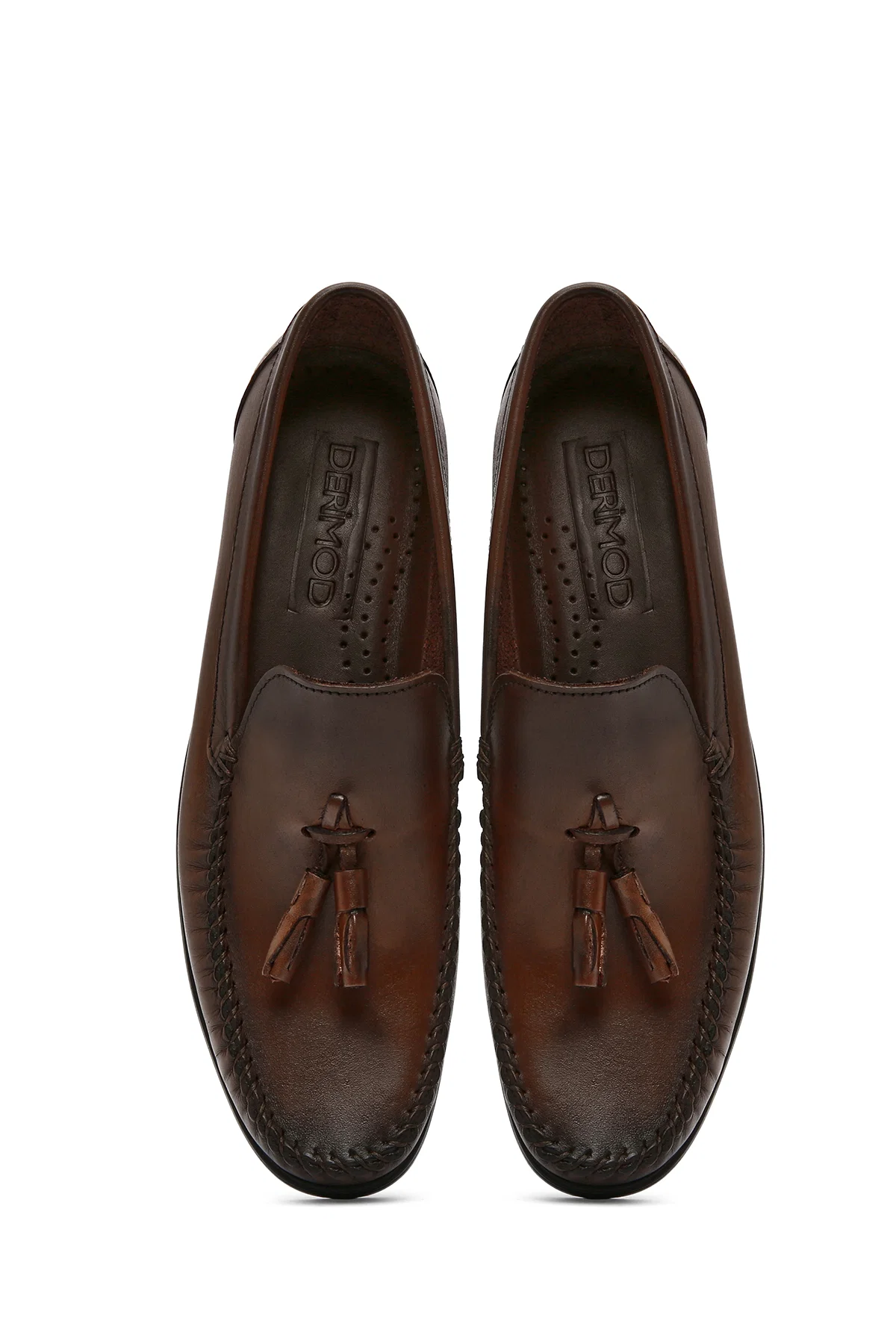 Erkek Kahverengi Püsküllü Deri Casual Loafer - Image 7