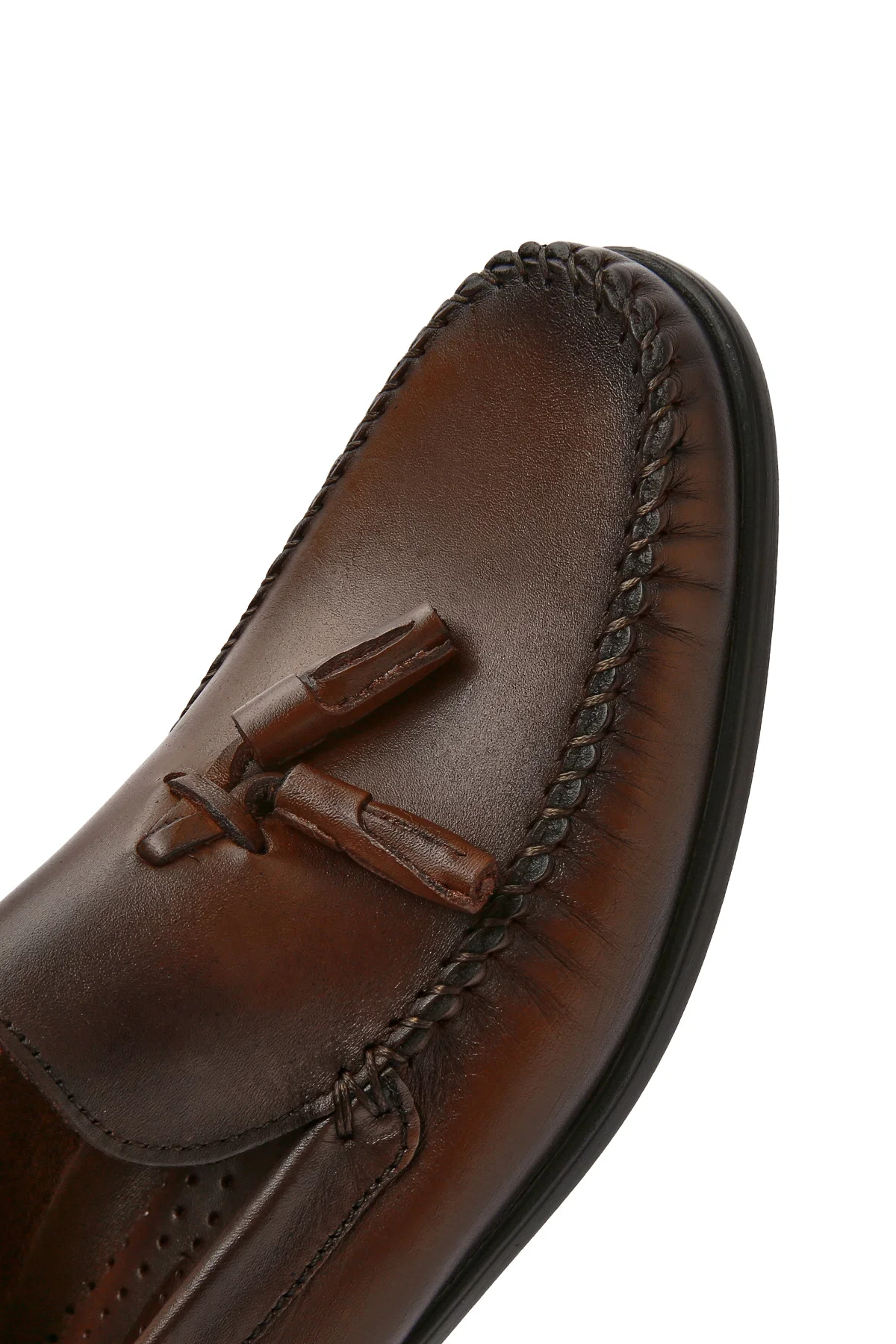 Erkek Kahverengi Püsküllü Deri Casual Loafer - Image 9