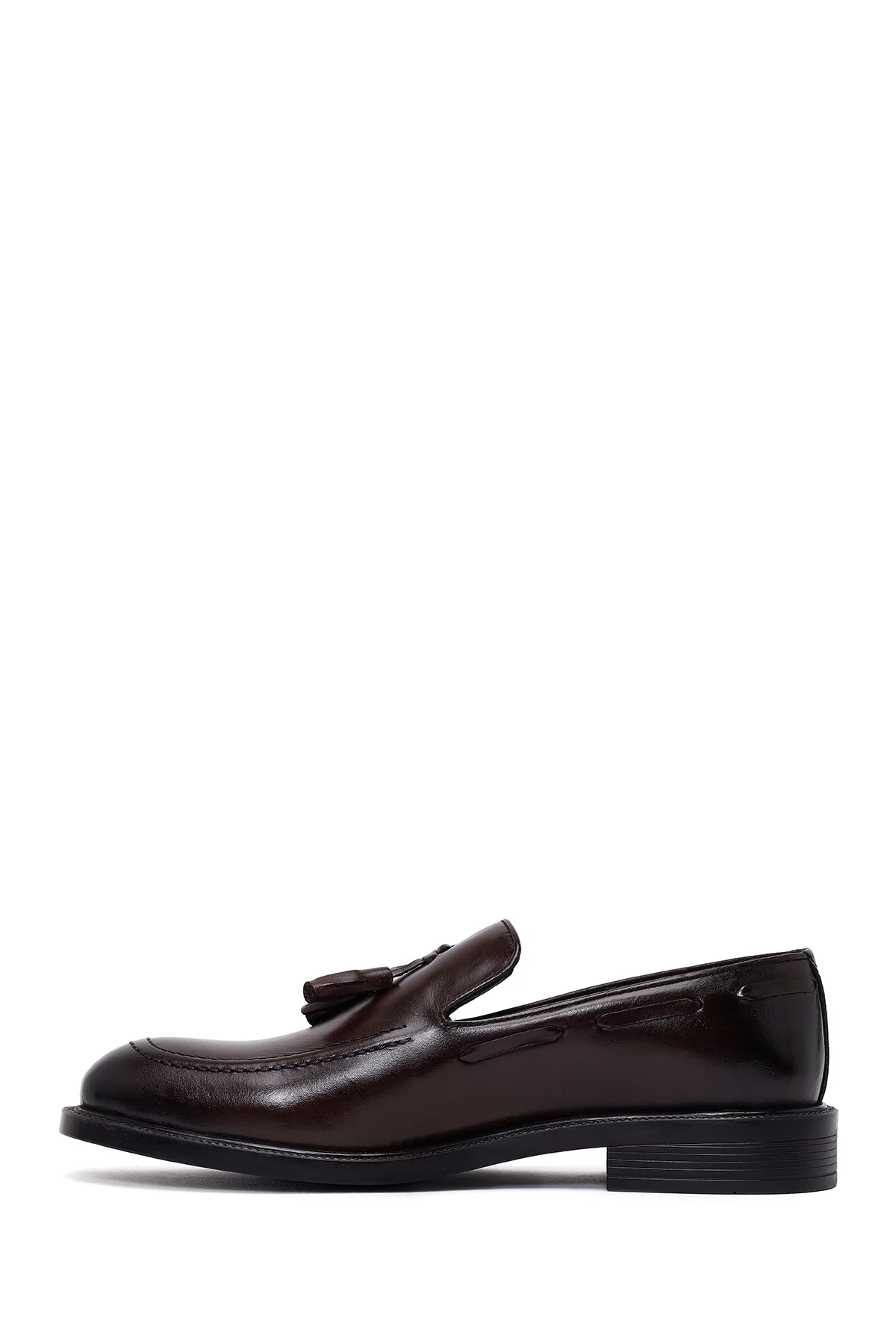 Erkek Kahverengi Püsküllü Deri Klasik Loafer - Image 3