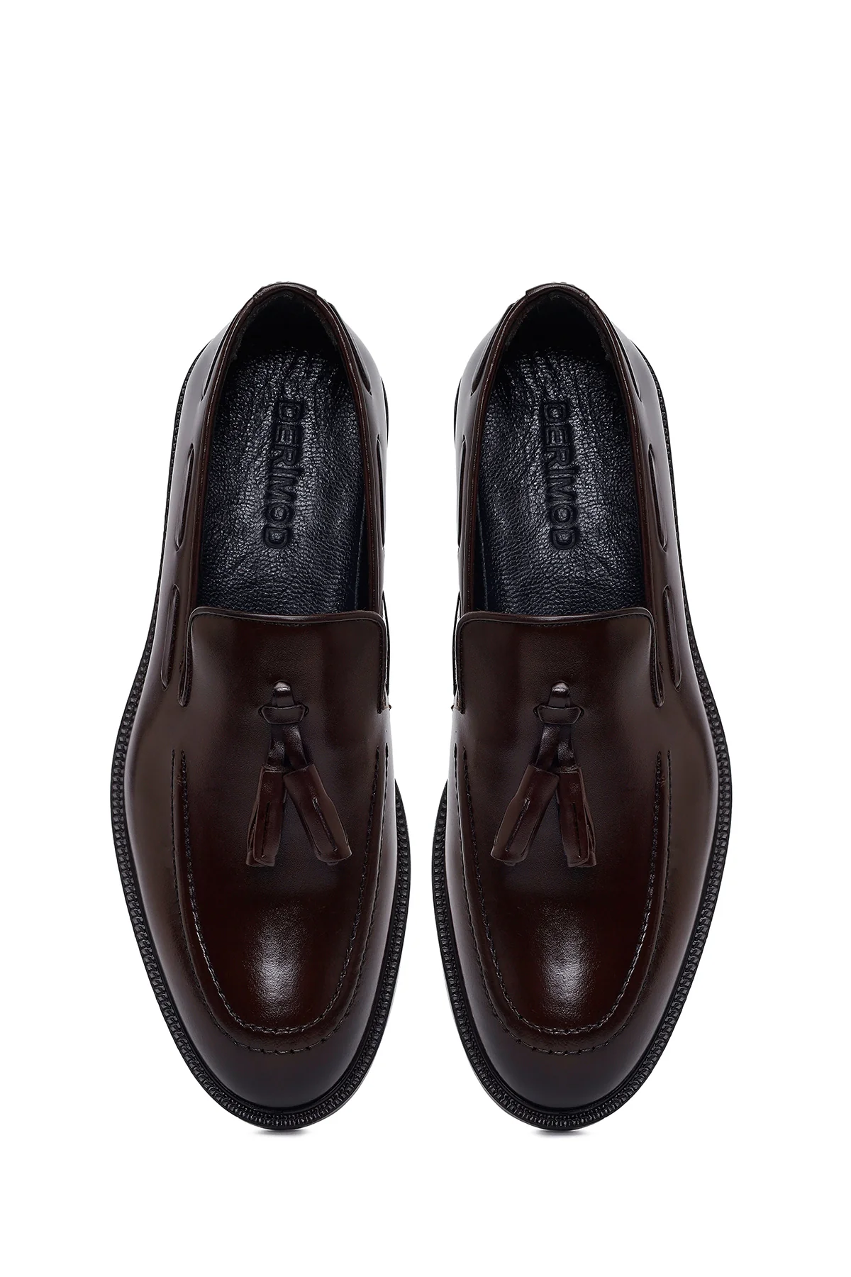 Erkek Kahverengi Püsküllü Deri Klasik Loafer - Image 4