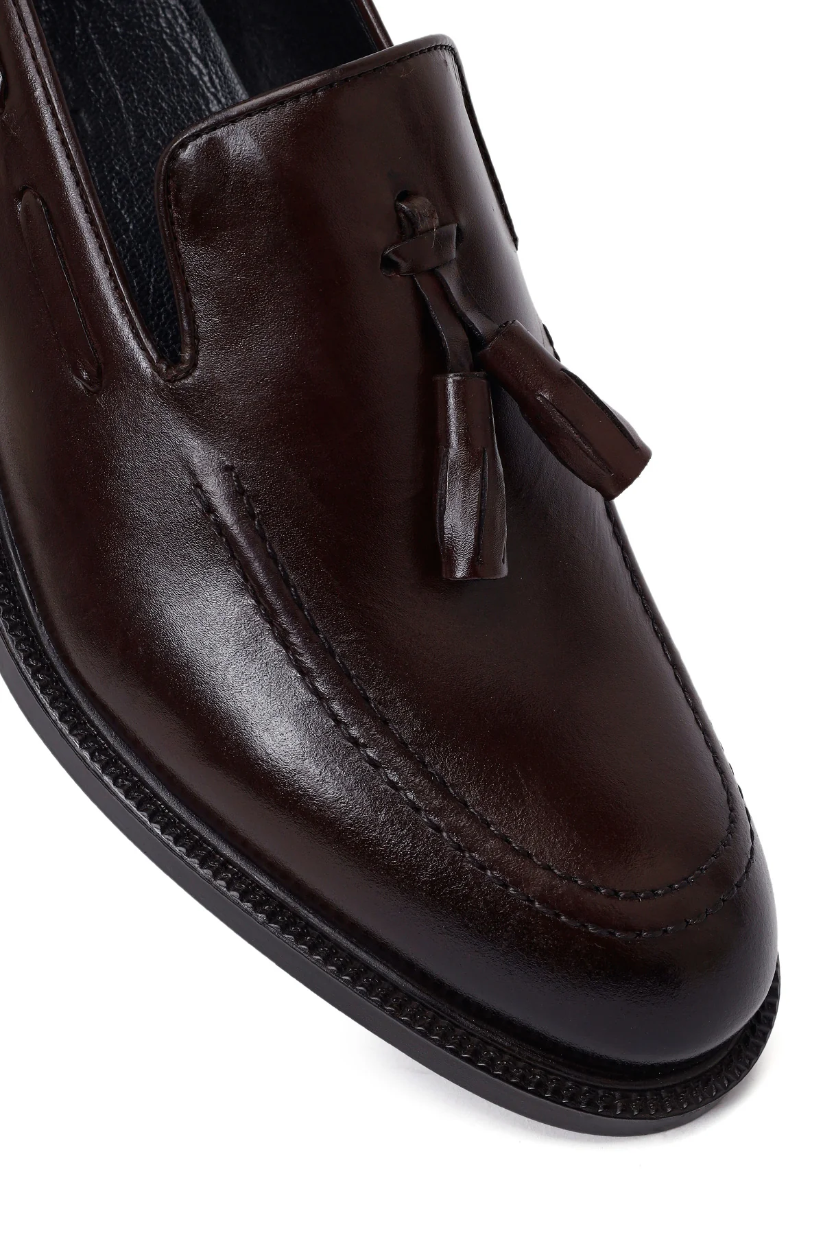 Erkek Kahverengi Püsküllü Deri Klasik Loafer - Image 9