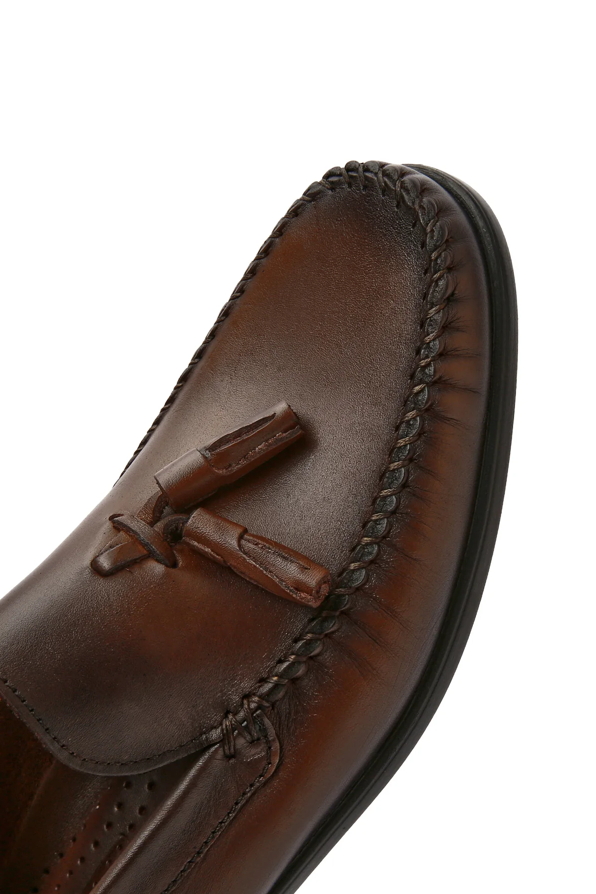 Erkek Kahverengi Püsküllü Deri Loafer - Image 9