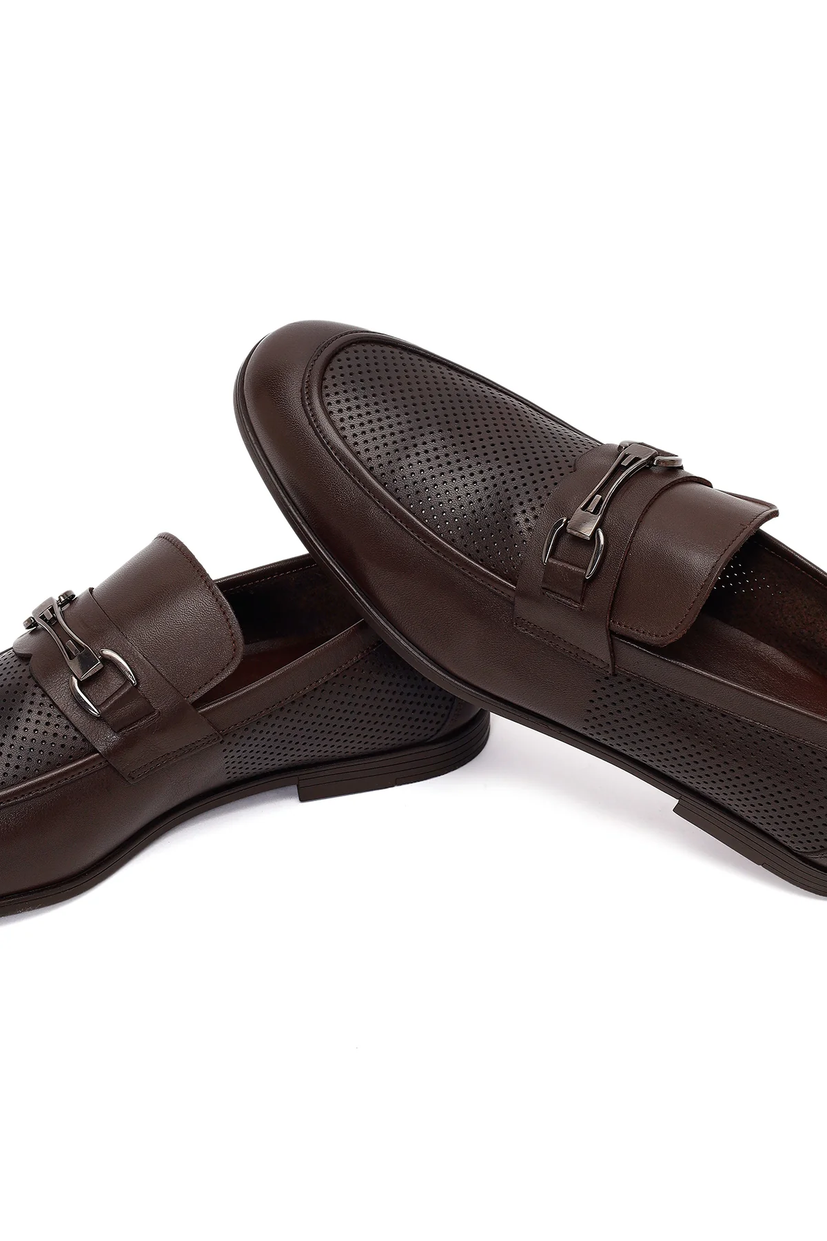 Erkek Kahverengi Tokalı Deri Casual Loafer - Image 10