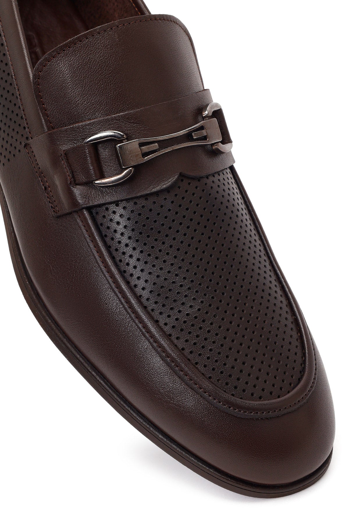 Erkek Kahverengi Tokalı Deri Casual Loafer - Image 9