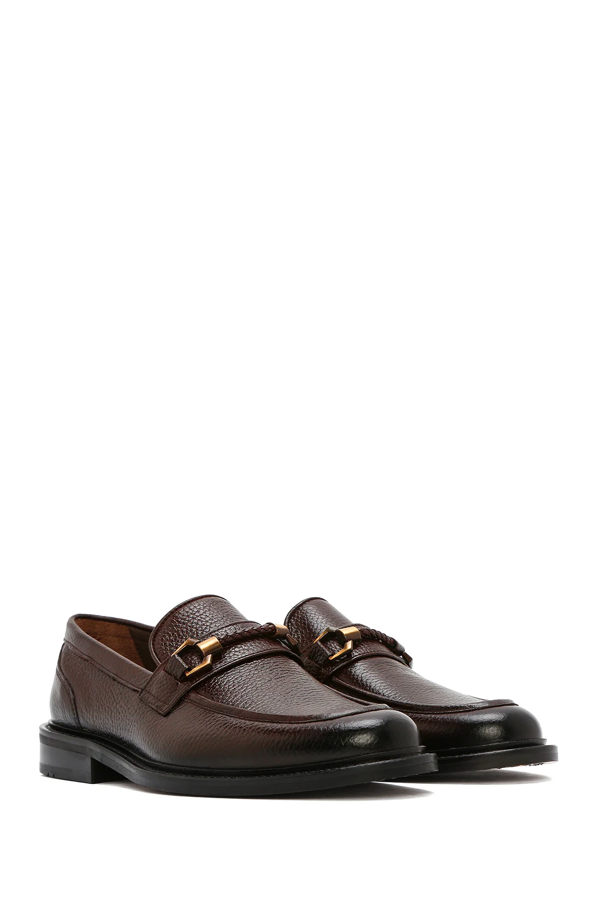 Erkek Kahverengi Tokalı Deri Klasik Loafer - Image 2