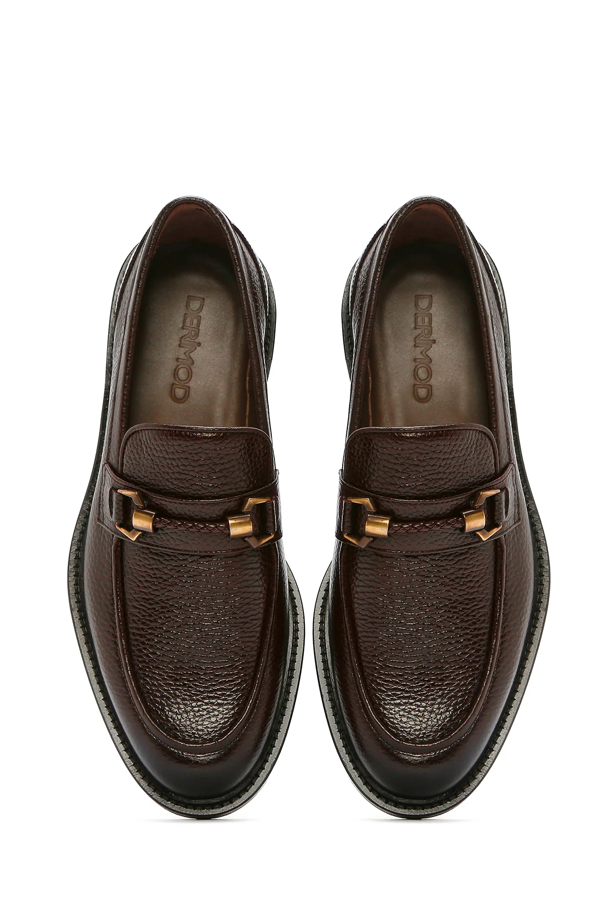 Erkek Kahverengi Tokalı Deri Klasik Loafer - Image 4