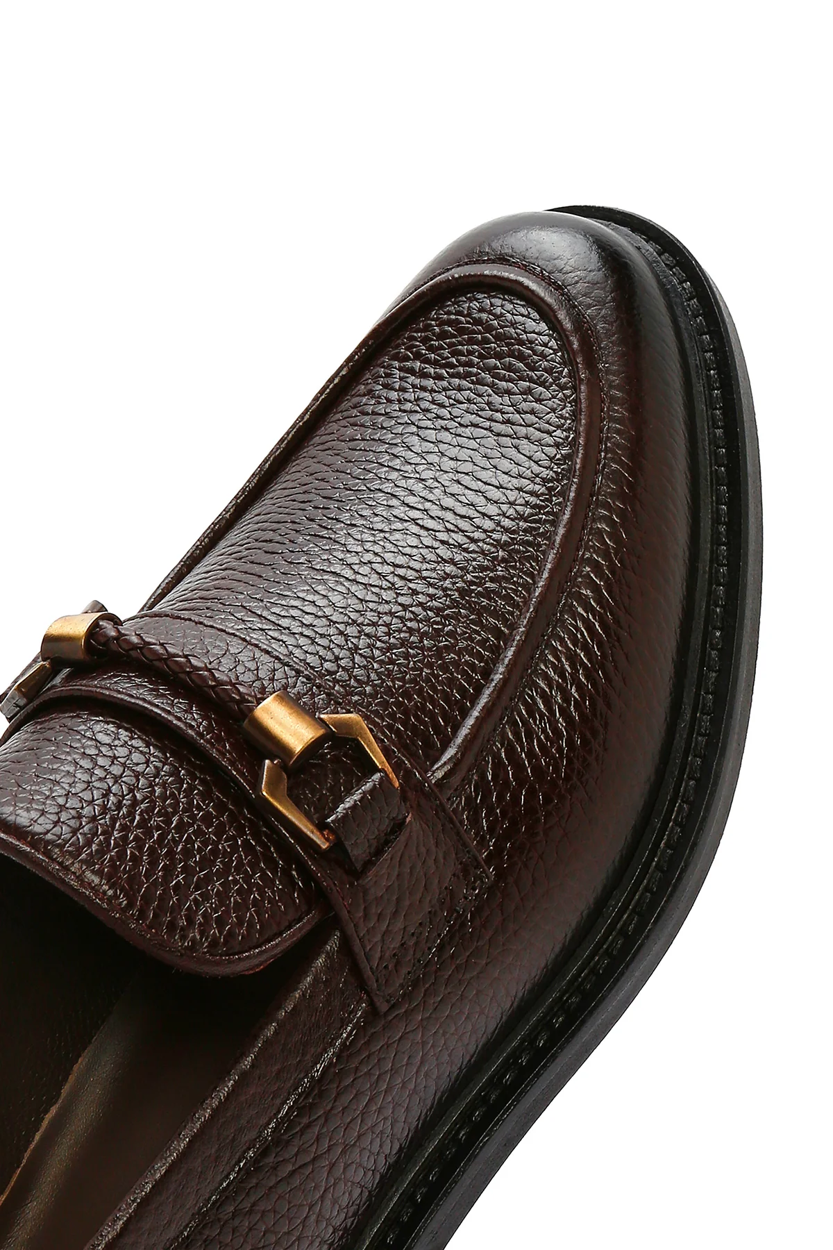 Erkek Kahverengi Tokalı Deri Klasik Loafer - Image 8