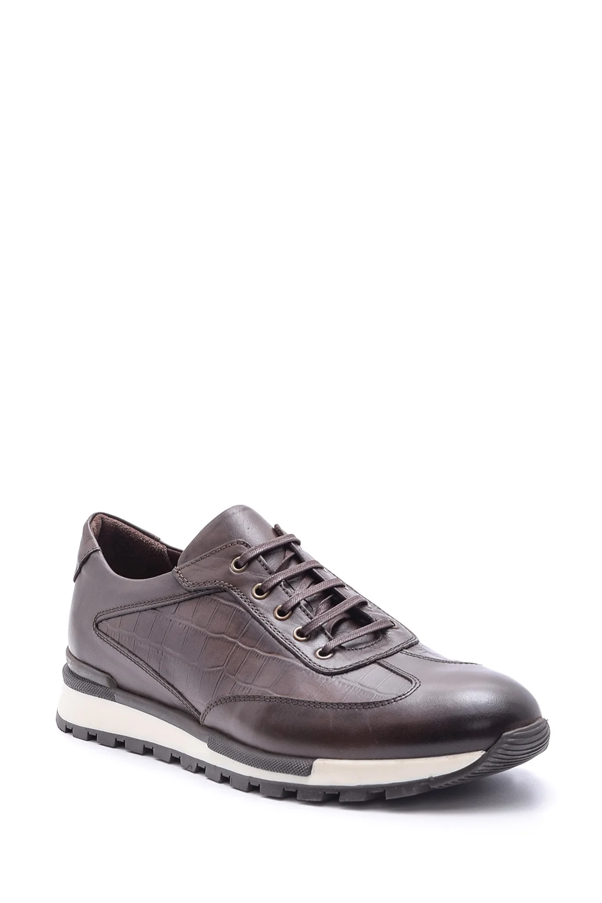Erkek Kroko Detaylı Deri Sneaker - Image 2