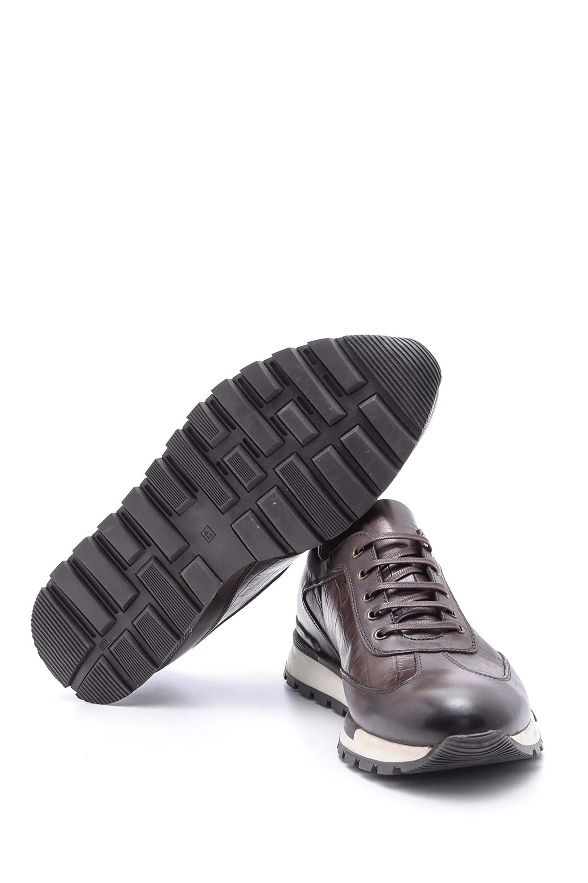 Erkek Kroko Detaylı Deri Sneaker - Image 4