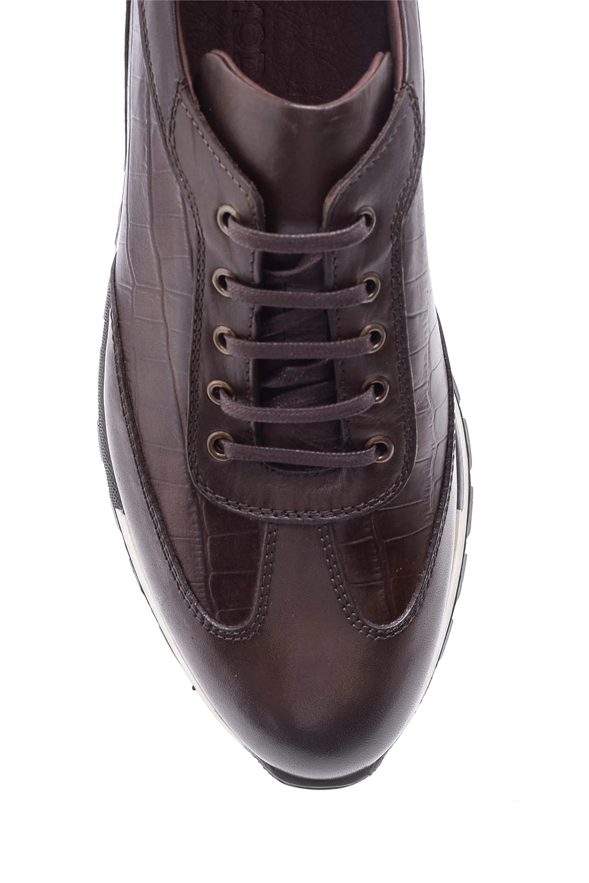 Erkek Kroko Detaylı Deri Sneaker - Image 6