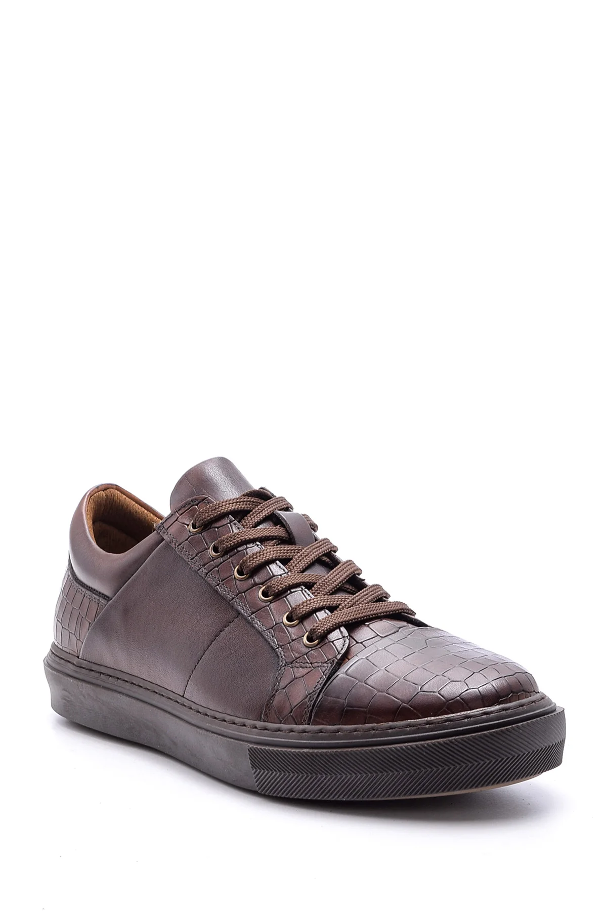 Erkek Kroko Detaylı Deri Sneaker - Image 2