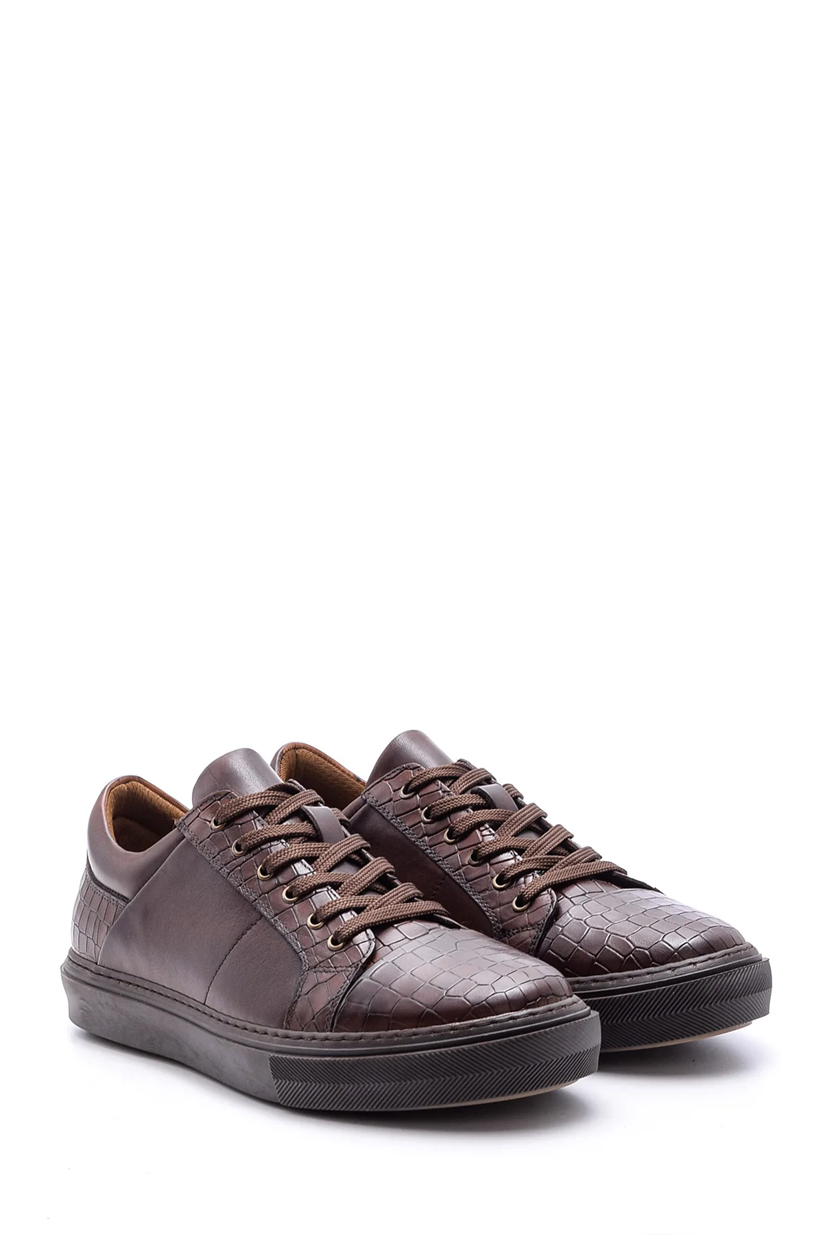 Erkek Kroko Detaylı Deri Sneaker - Image 3