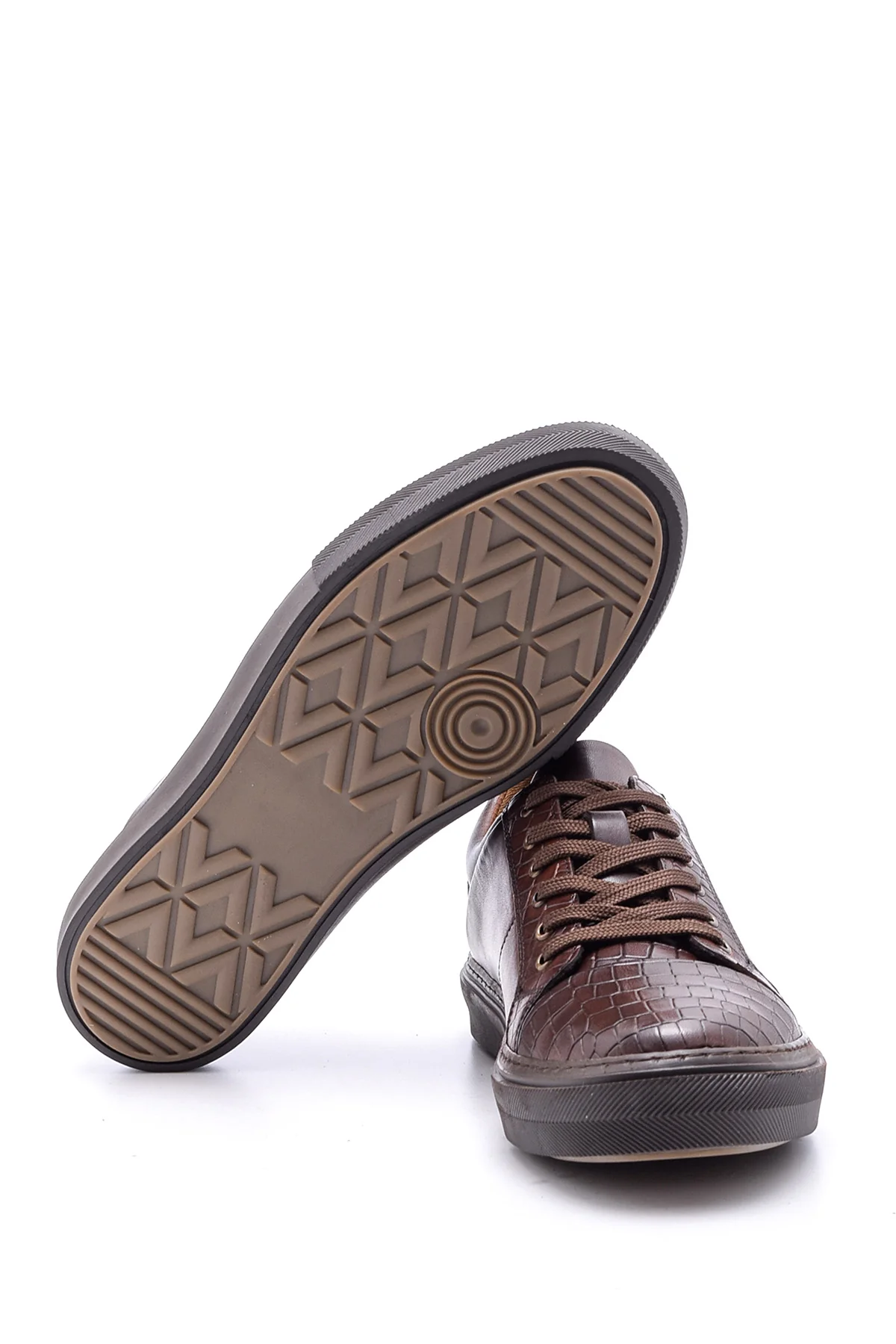 Erkek Kroko Detaylı Deri Sneaker - Image 4