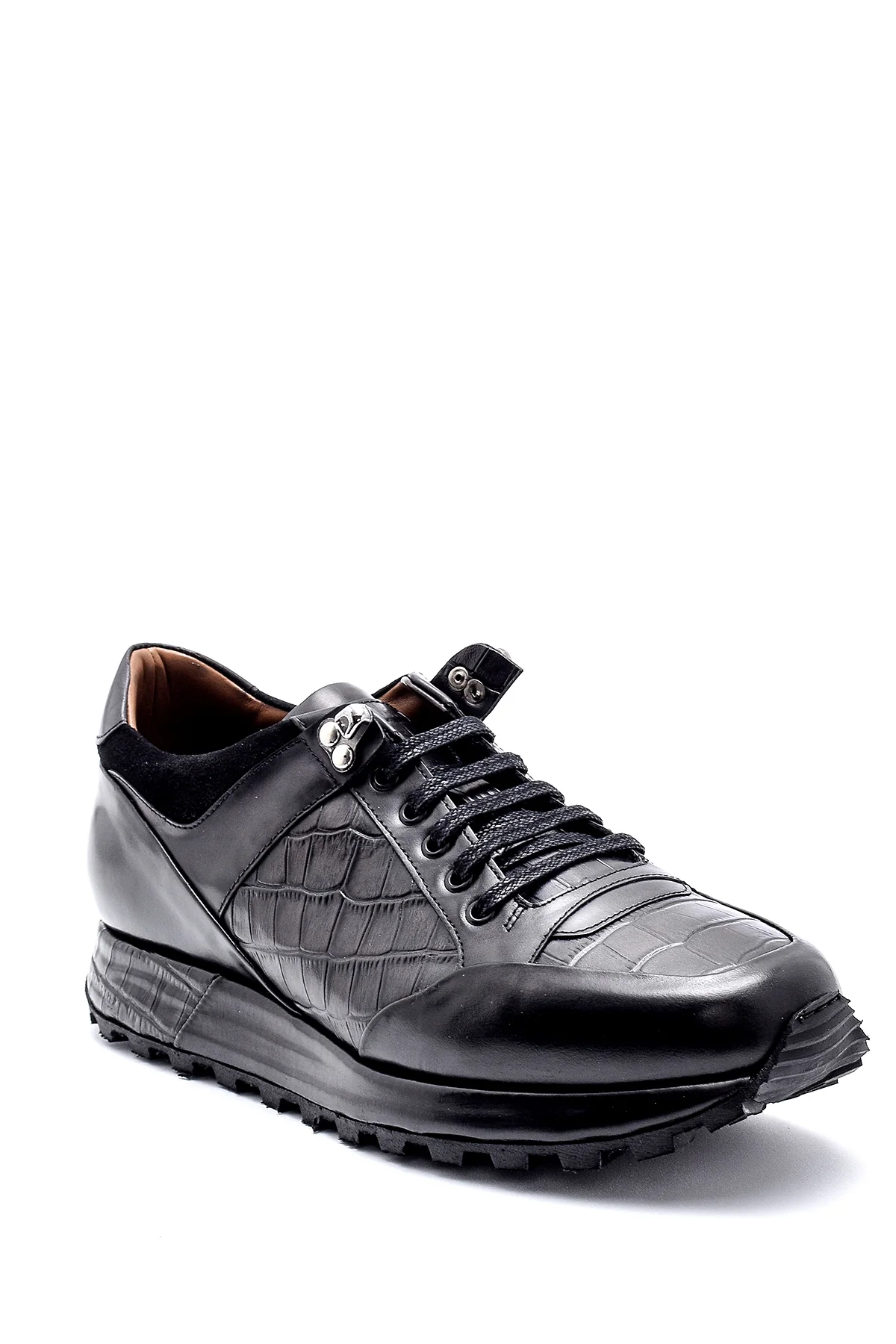 Erkek Kroko Detaylı Deri Sneaker - Image 2