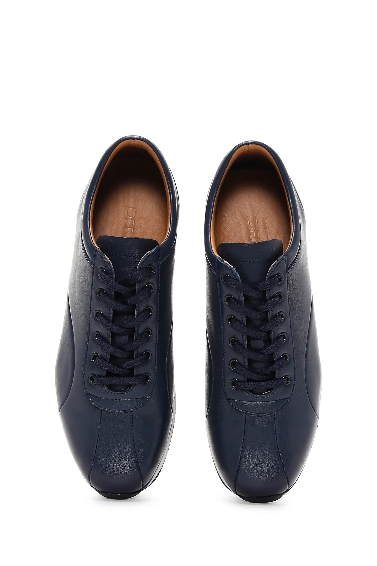 Erkek Lacivert Bağcıklı Deri Casual Sneaker - Image 6