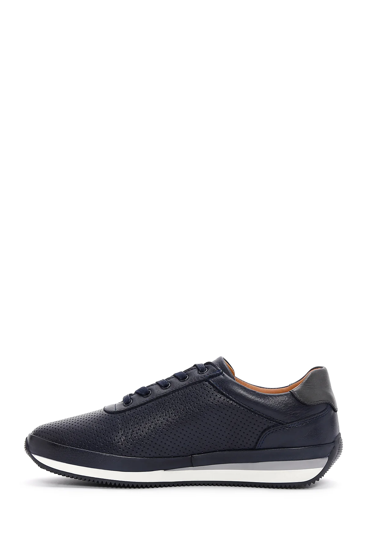 Erkek Lacivert Bağcıklı Deri Casual Sneaker - Image 2