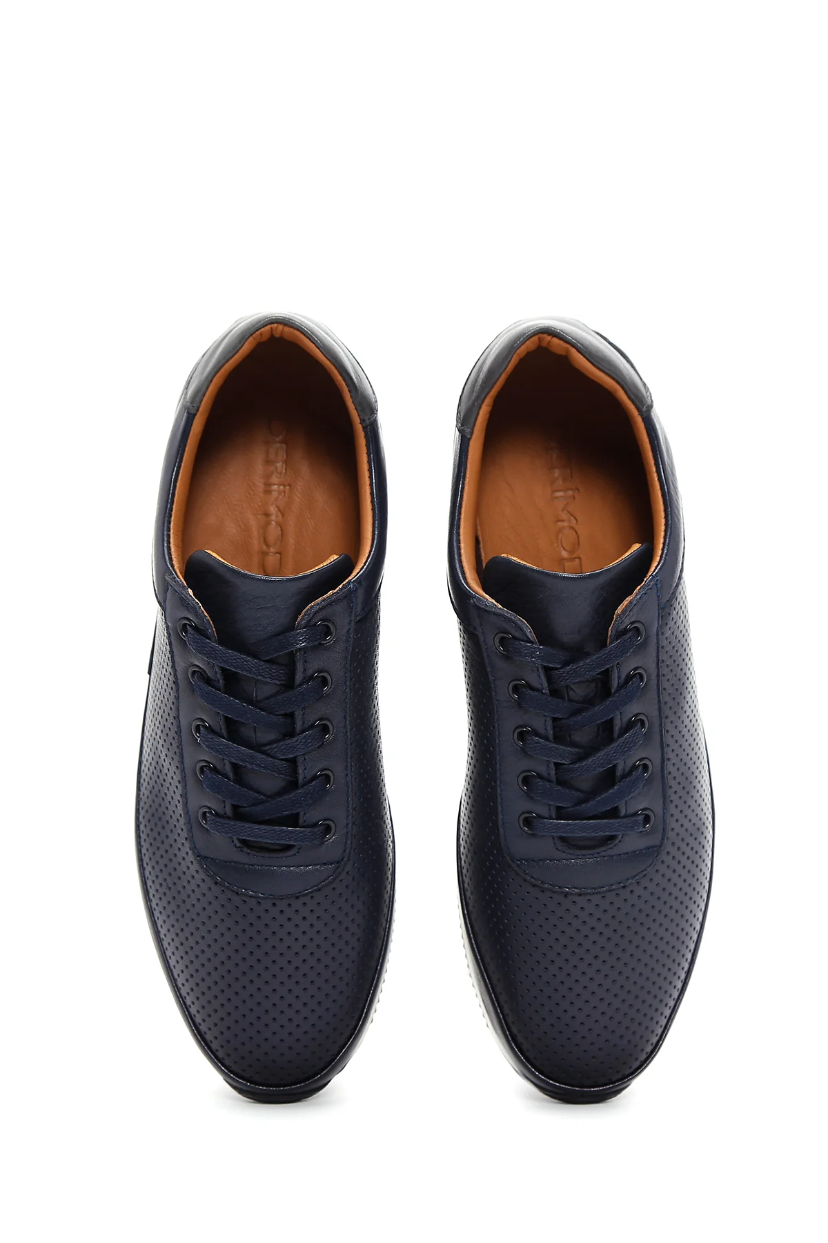 Erkek Lacivert Bağcıklı Deri Casual Sneaker - Image 6