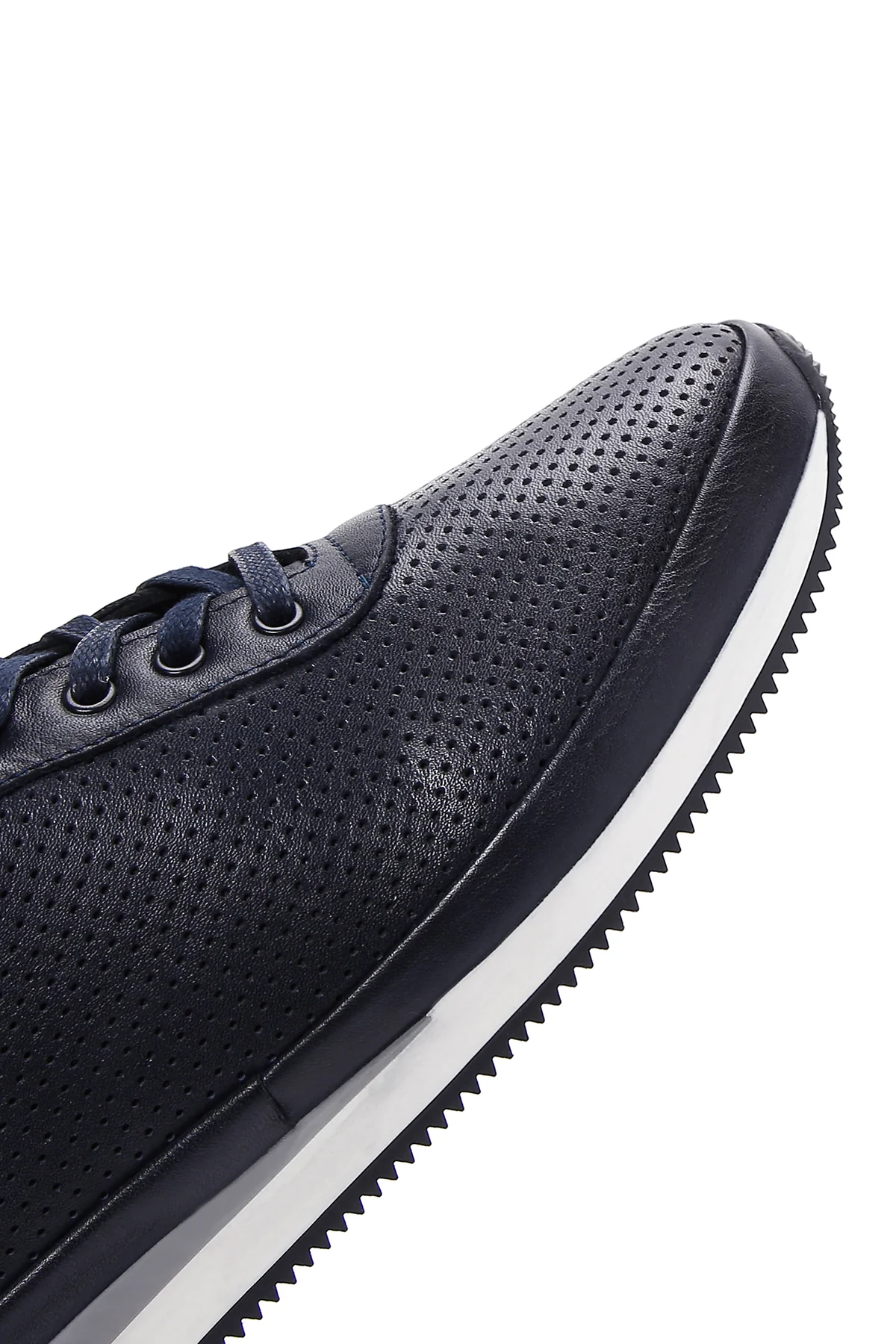 Erkek Lacivert Bağcıklı Deri Casual Sneaker - Image 8