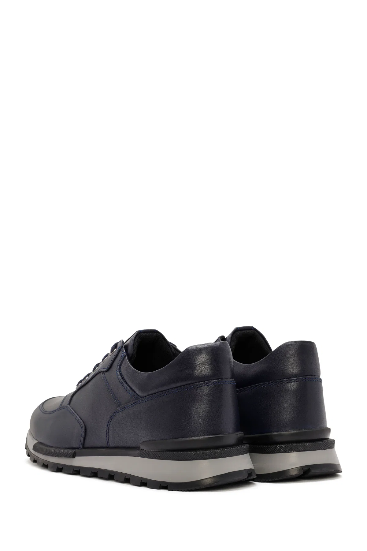 Erkek Lacivert Bağcıklı Deri Casual Sneaker - Image 5