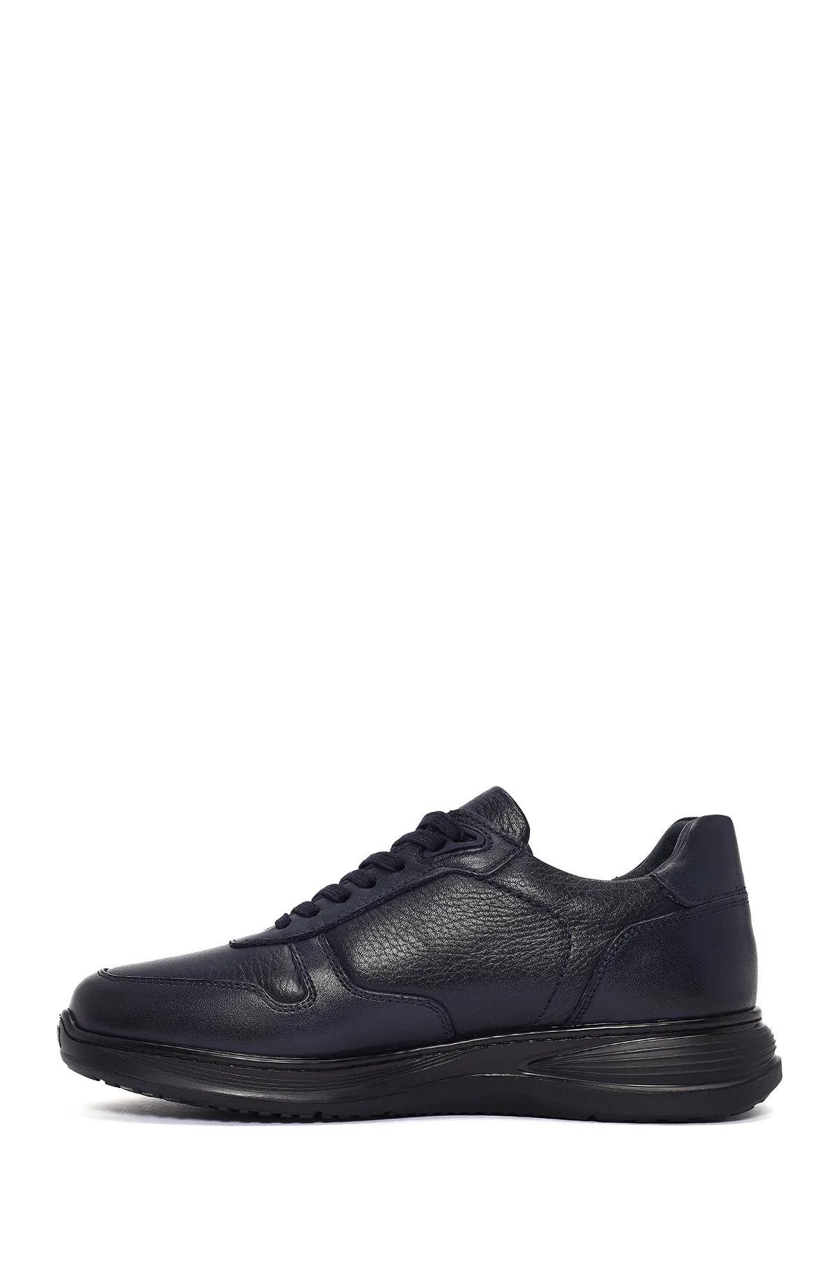 Erkek Lacivert Bağcıklı Deri Casual Sneaker - Image 2