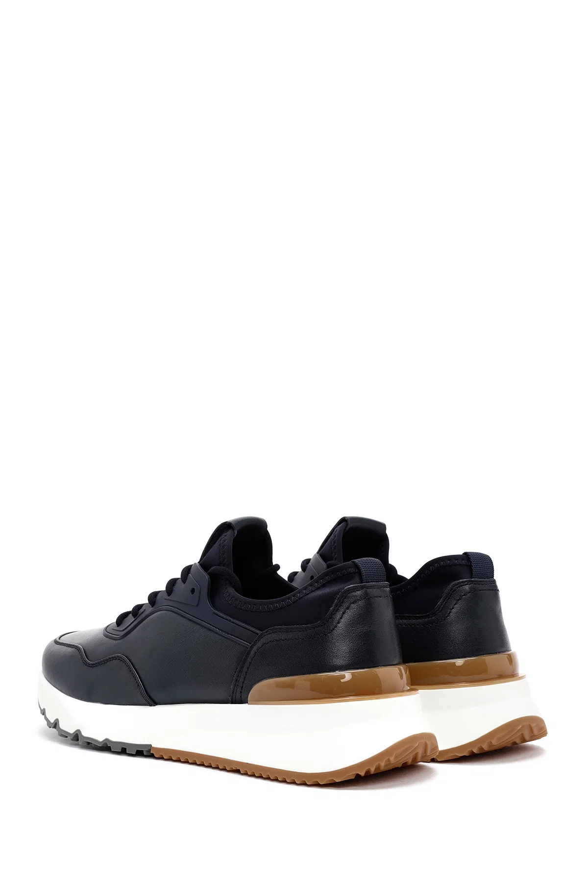 Erkek Lacivert Bağcıklı Deri Casual Sneaker - Image 5