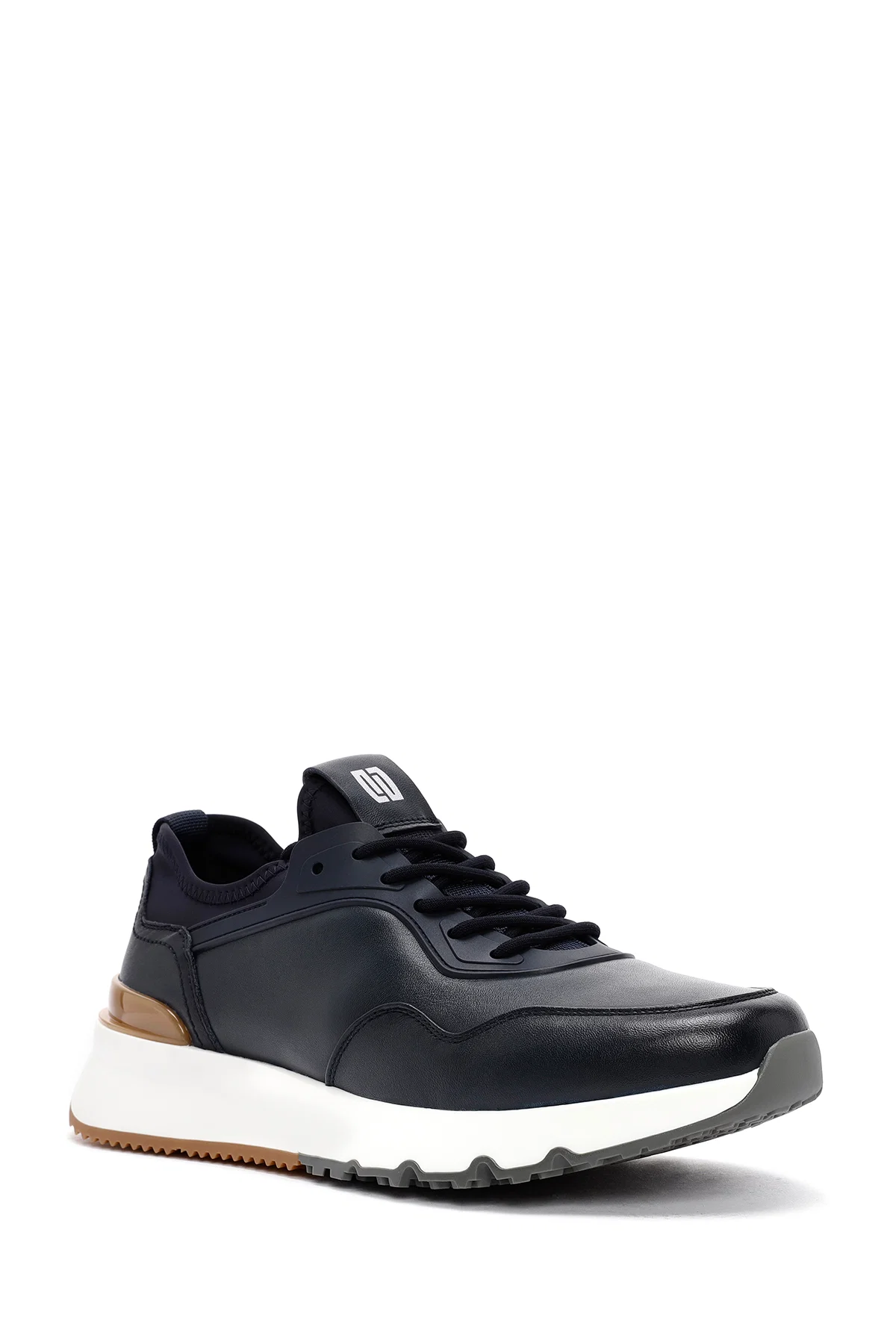 Erkek Lacivert Bağcıklı Deri Casual Sneaker - Image 6