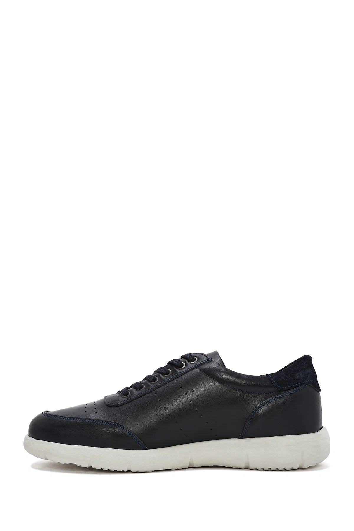 Erkek Lacivert Bağcıklı Deri Casual Sneaker - Image 2