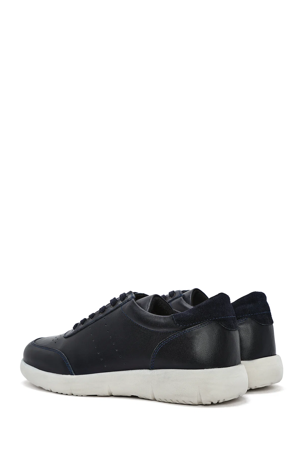 Erkek Lacivert Bağcıklı Deri Casual Sneaker - Image 5