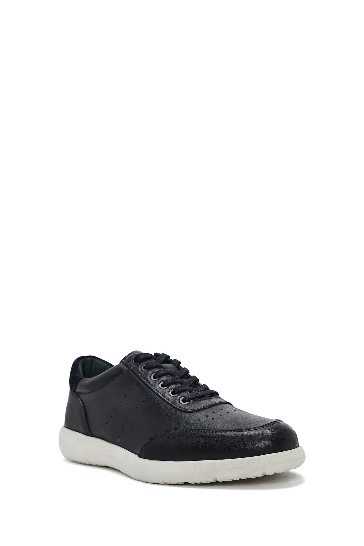 Erkek Lacivert Bağcıklı Deri Casual Sneaker - Image 6