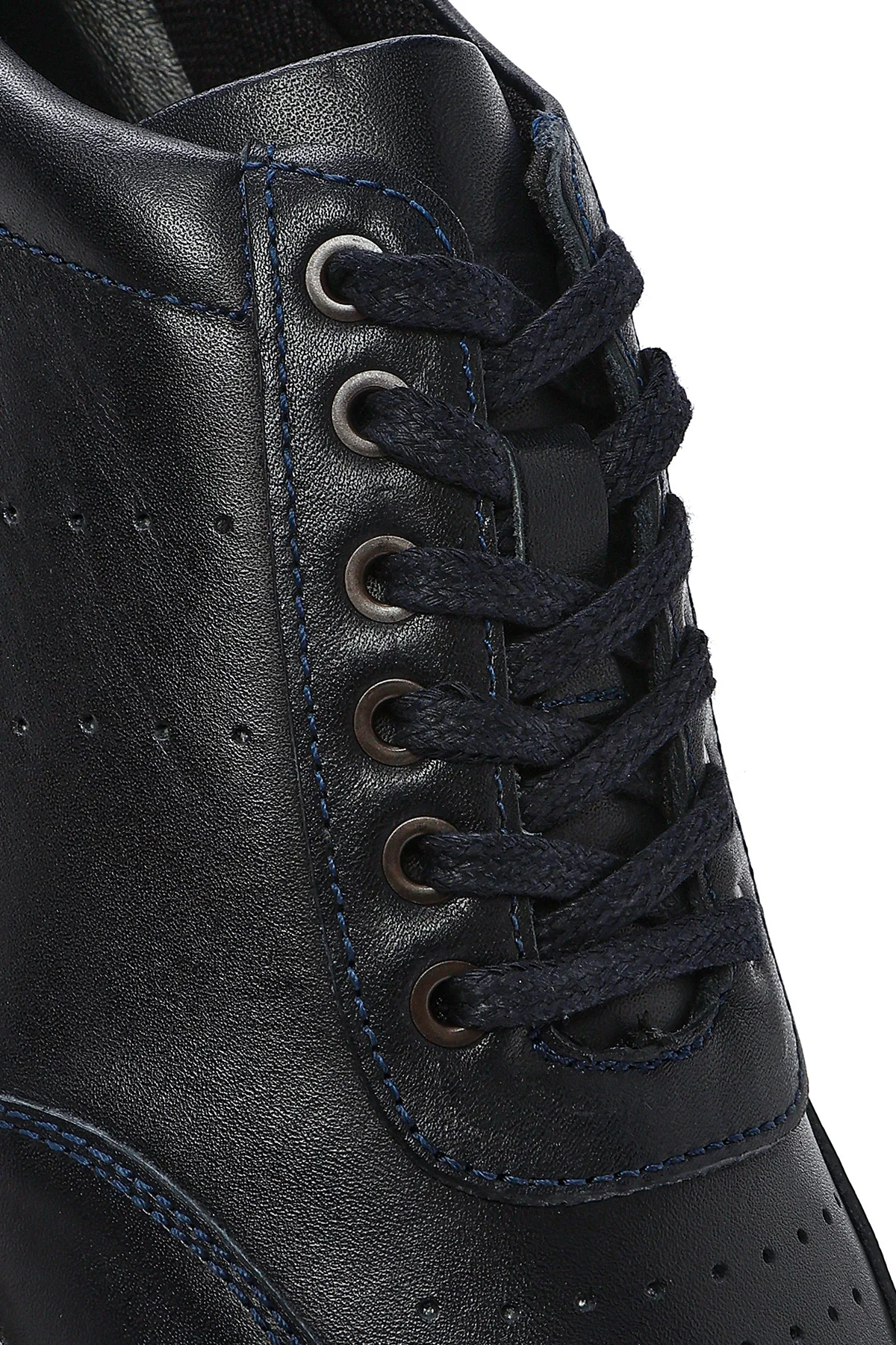 Erkek Lacivert Bağcıklı Deri Casual Sneaker - Image 9