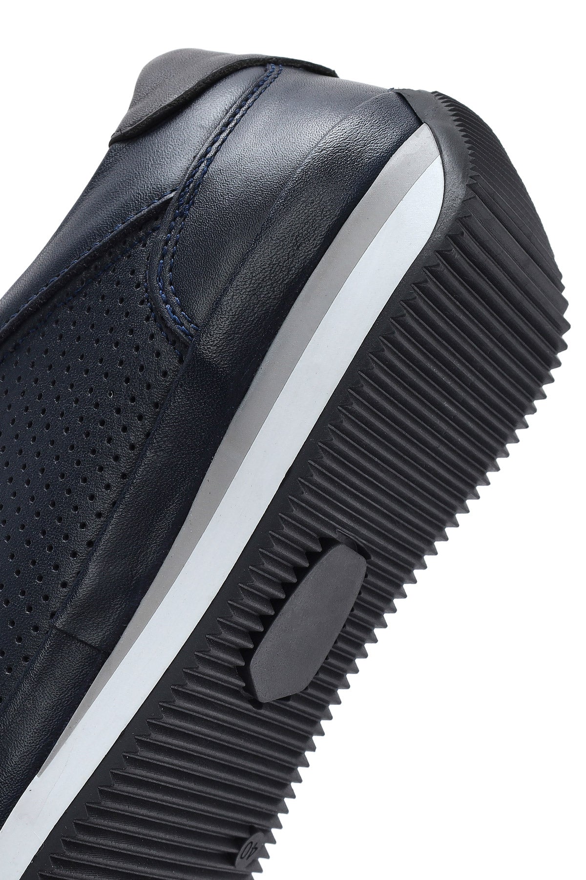 Erkek Lacivert Bağcıklı Deri Casual Sneaker - Image 8