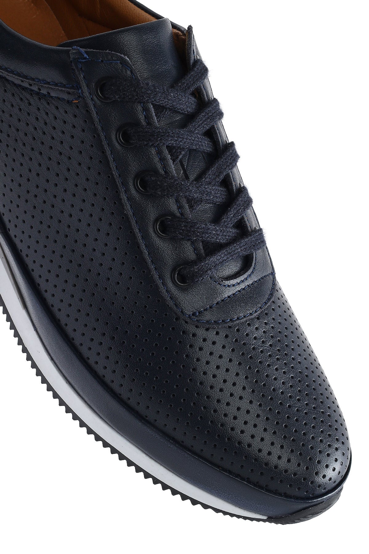 Erkek Lacivert Bağcıklı Deri Casual Sneaker - Image 9