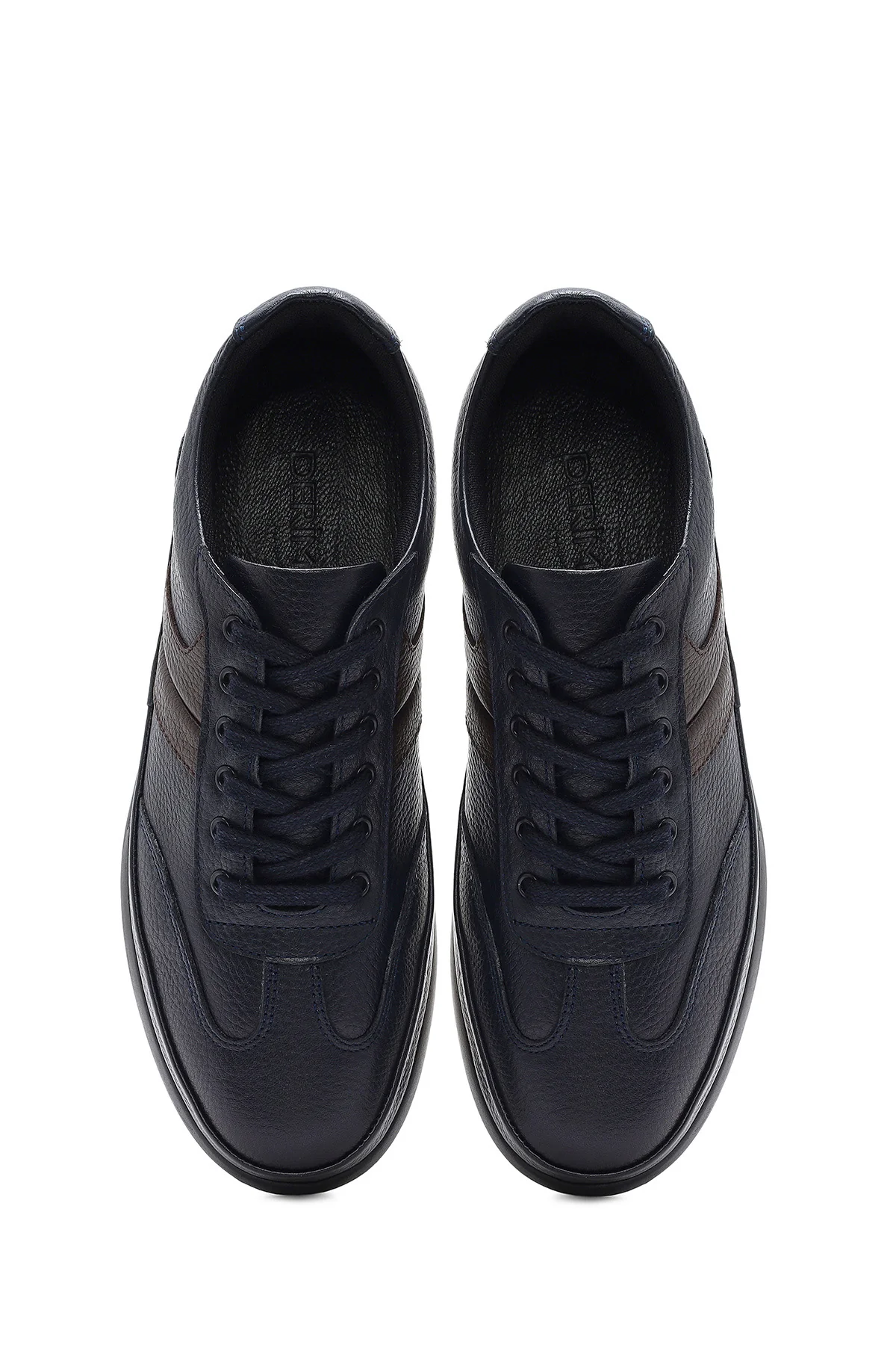 Erkek Lacivert Bağcıklı Deri Casual Sneaker - Image 4