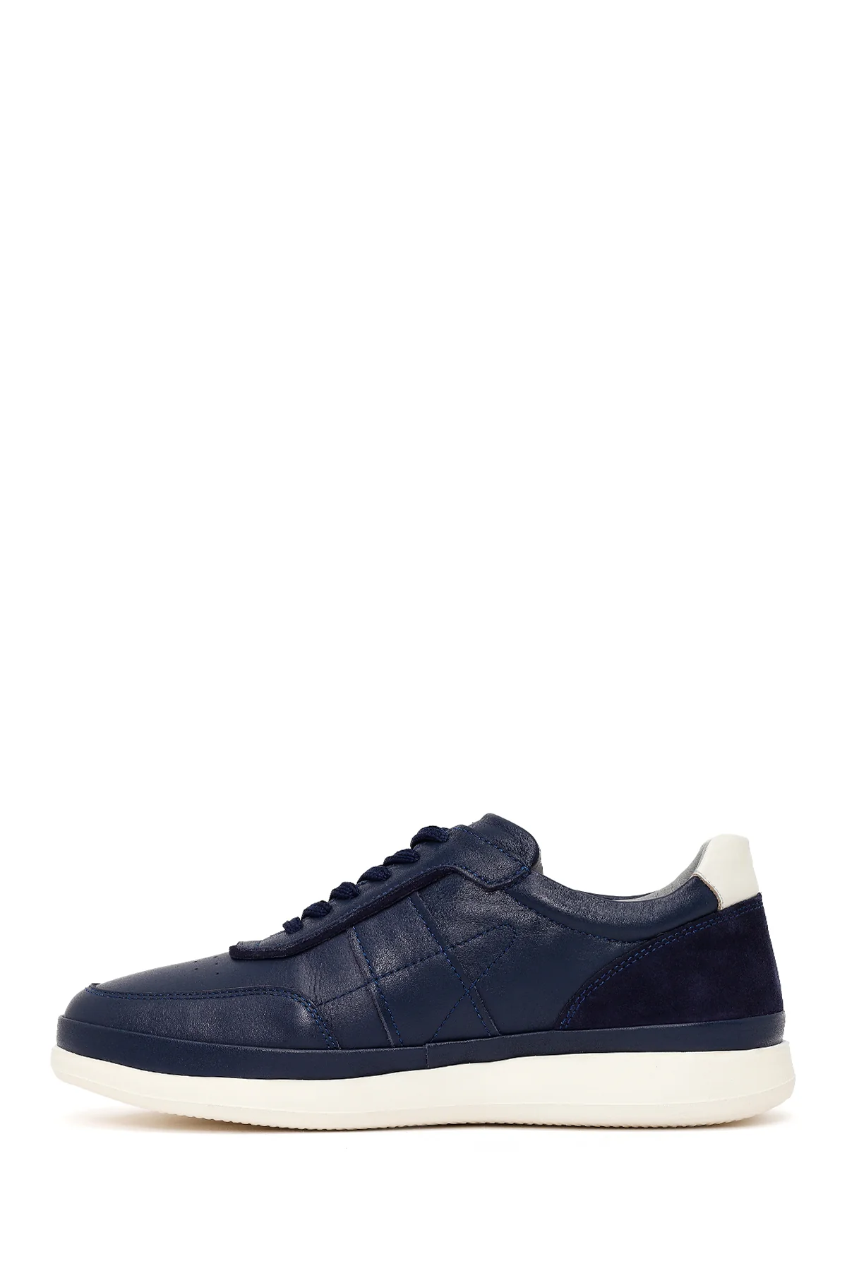 Erkek Lacivert Bağcıklı Deri Casual Sneaker - Image 3