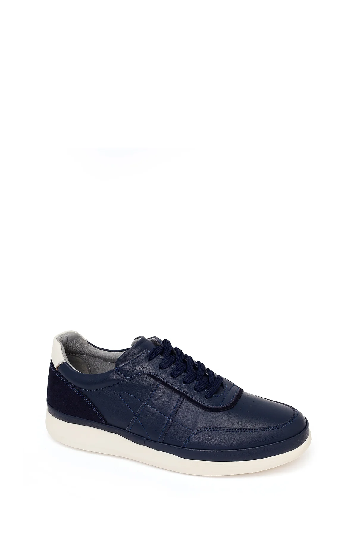 Erkek Lacivert Bağcıklı Deri Casual Sneaker - Image 7