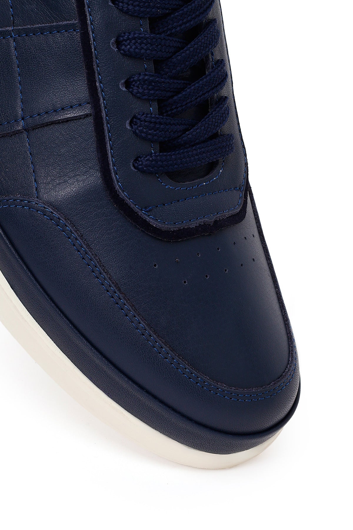 Erkek Lacivert Bağcıklı Deri Casual Sneaker - Image 9
