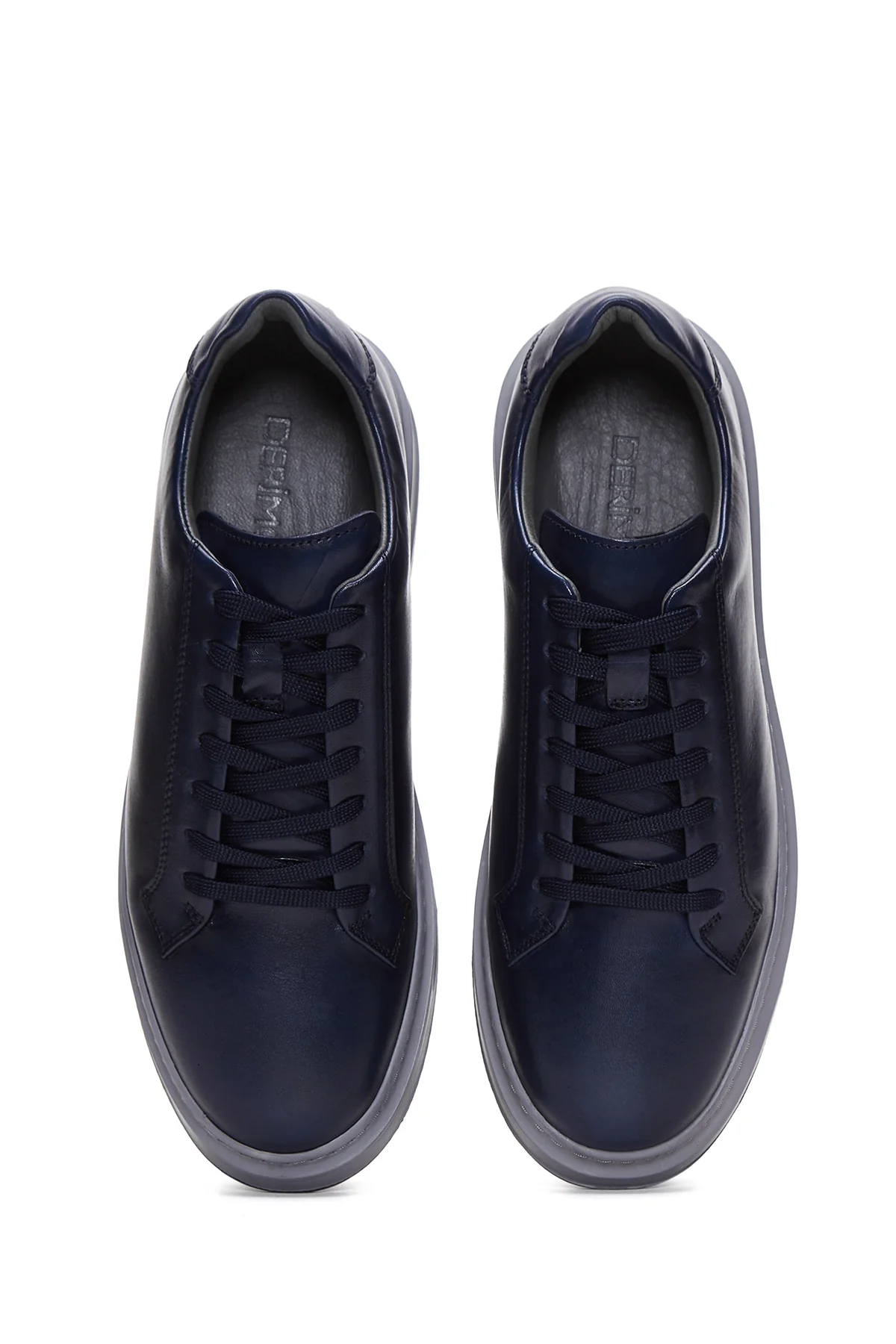 Erkek Lacivert Bağcıklı Deri Sneaker - Image 6