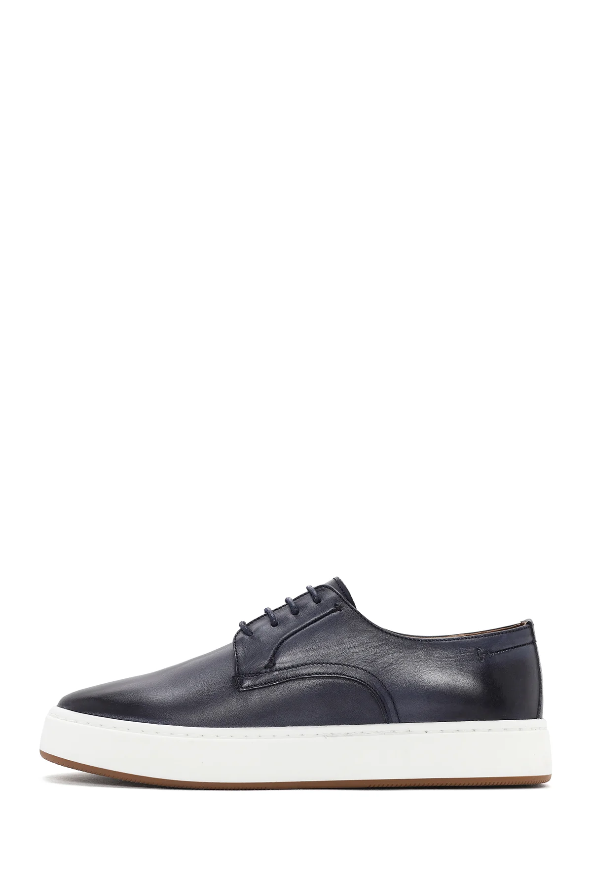 Erkek Lacivert Bağcıklı Deri Sneaker - Image 2