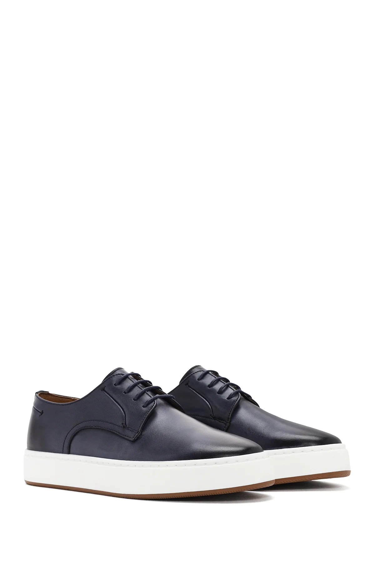 Erkek Lacivert Bağcıklı Deri Sneaker - Image 3