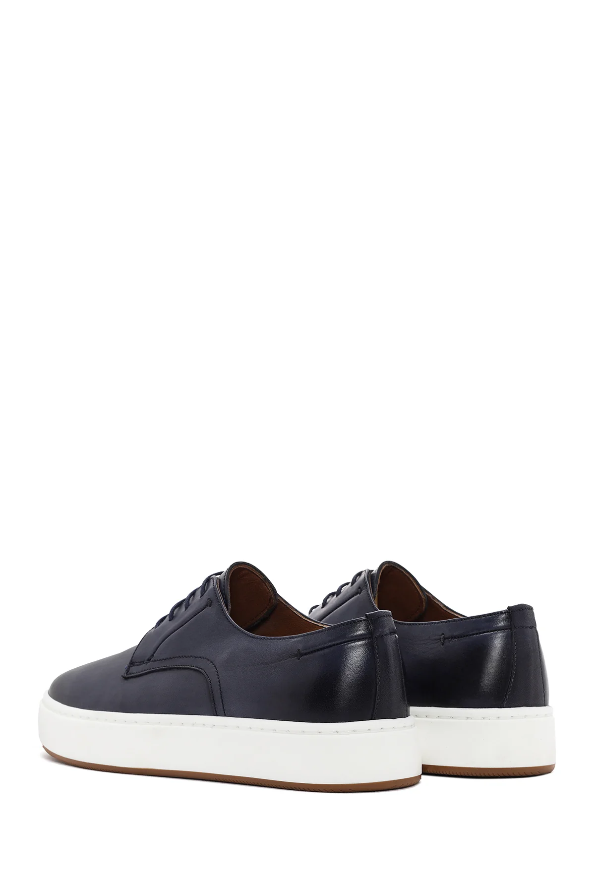 Erkek Lacivert Bağcıklı Deri Sneaker - Image 5