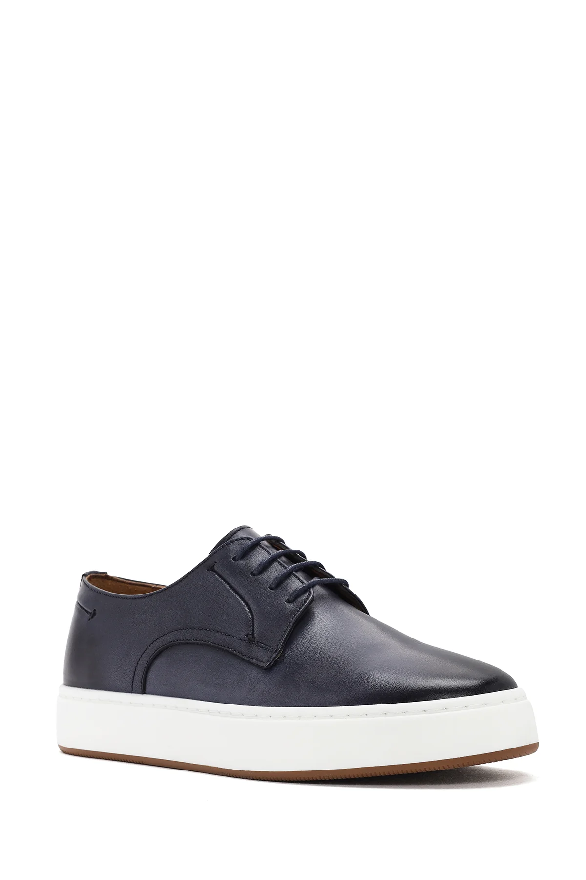 Erkek Lacivert Bağcıklı Deri Sneaker - Image 6
