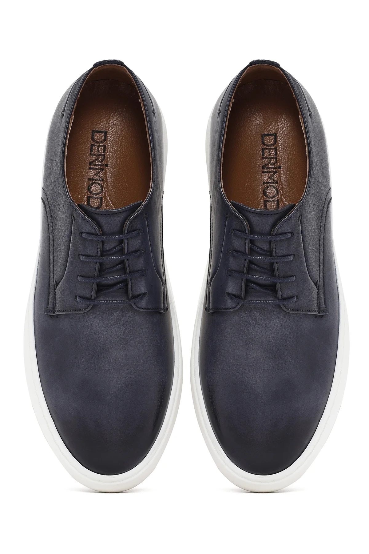 Erkek Lacivert Bağcıklı Deri Sneaker - Image 7