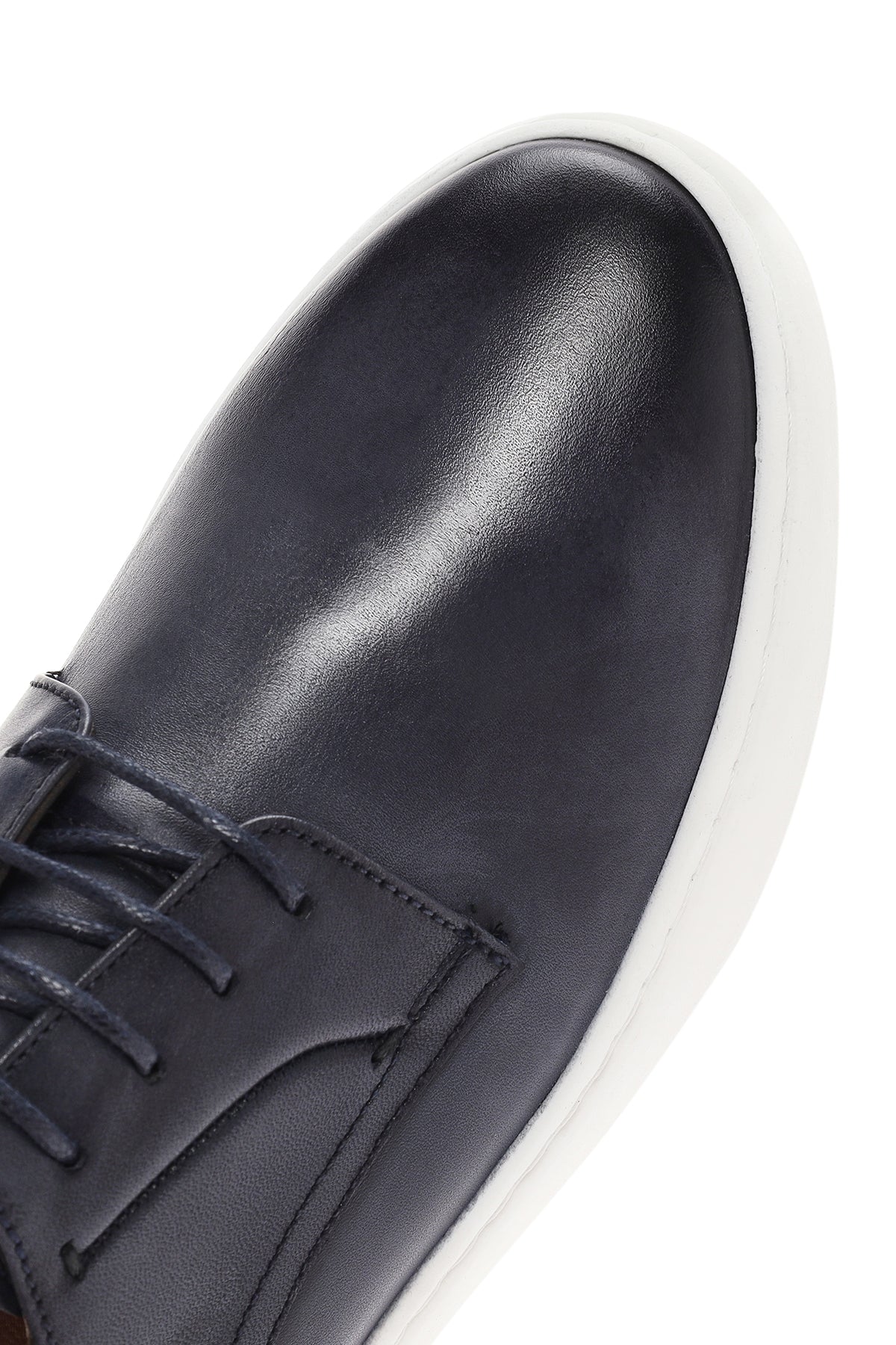 Erkek Lacivert Bağcıklı Deri Sneaker - Image 9